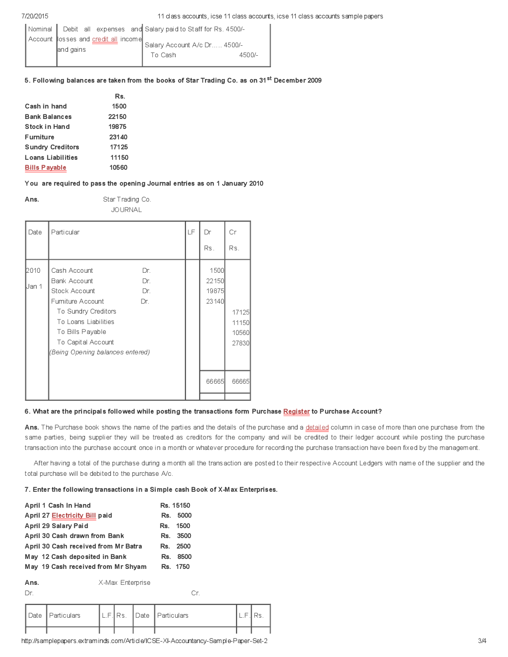 ISC Sample Question Papers For Class 11 Accountancy - Page 4