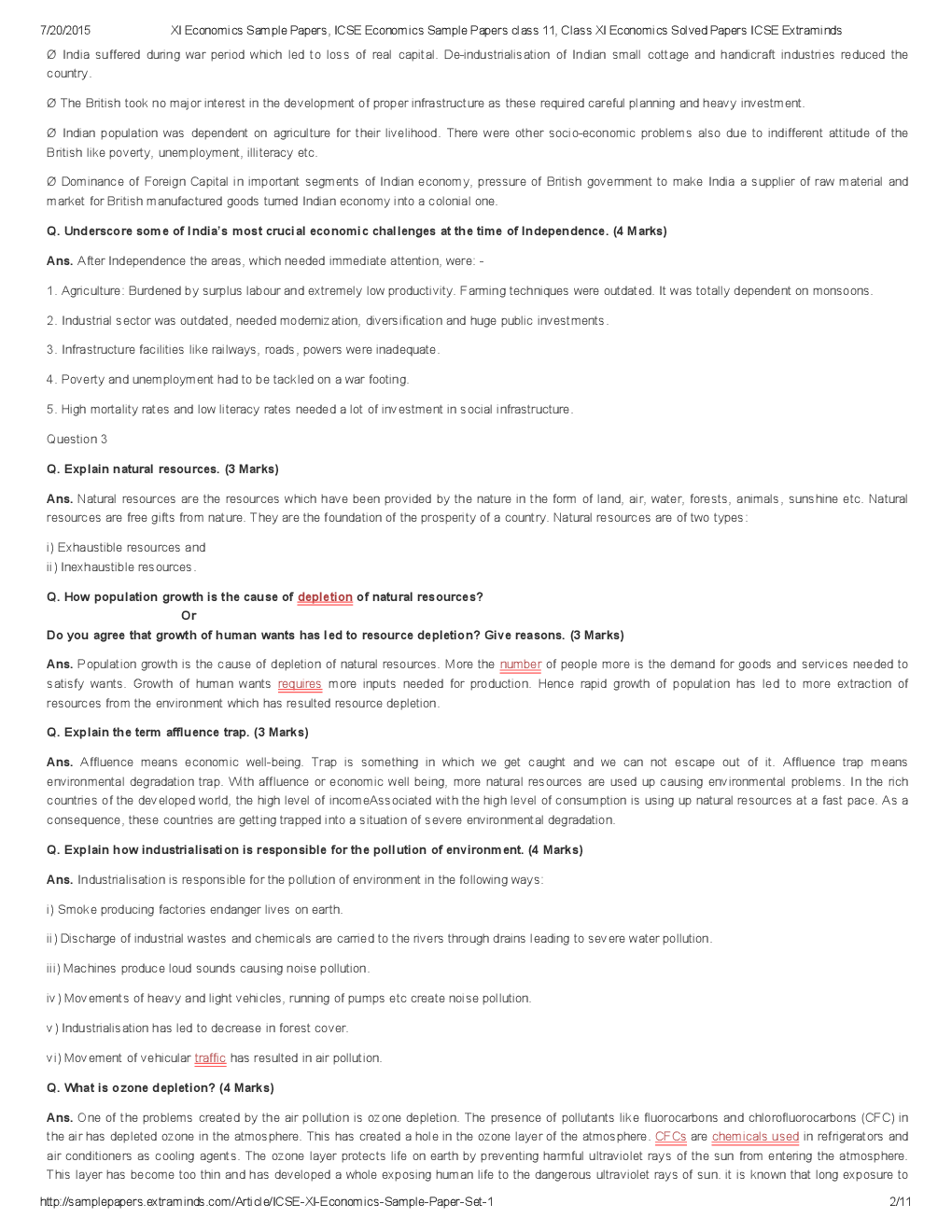 ISC Sample Question Papers For Class 11 Economics - Page 3