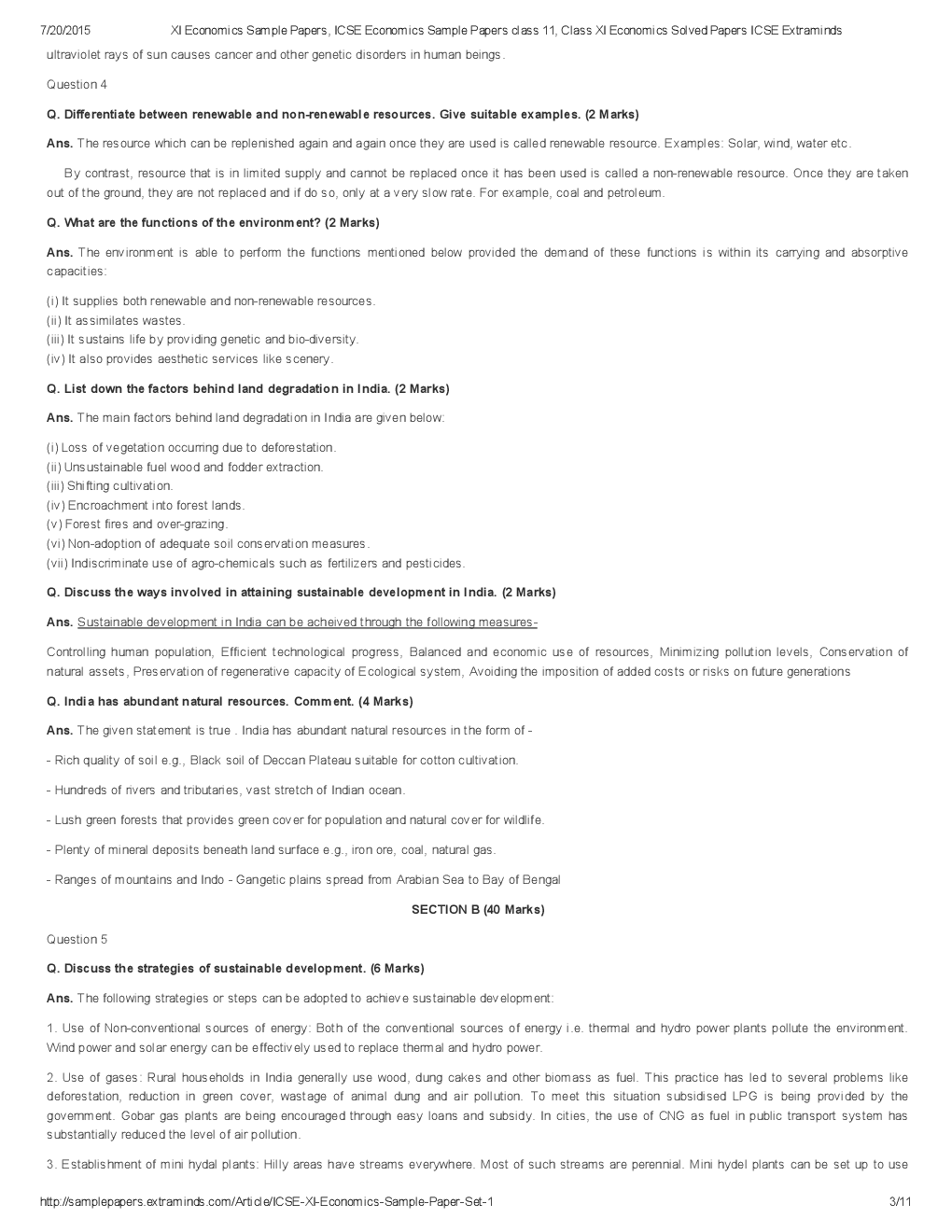 ISC Sample Question Papers For Class 11 Economics - Page 4