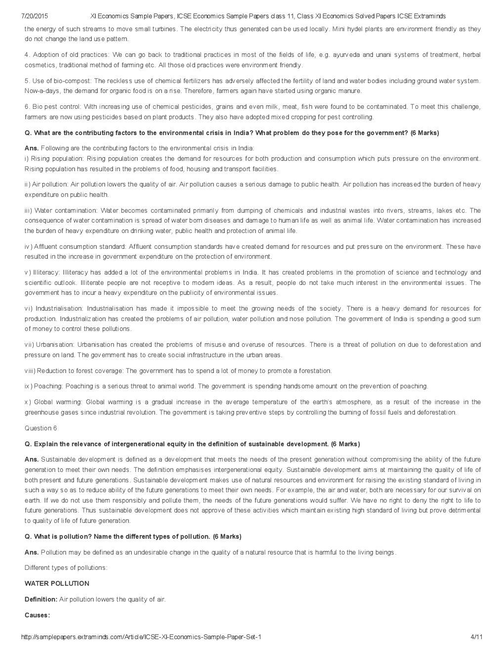 ISC Sample Question Papers For Class 11 Economics - Page 5