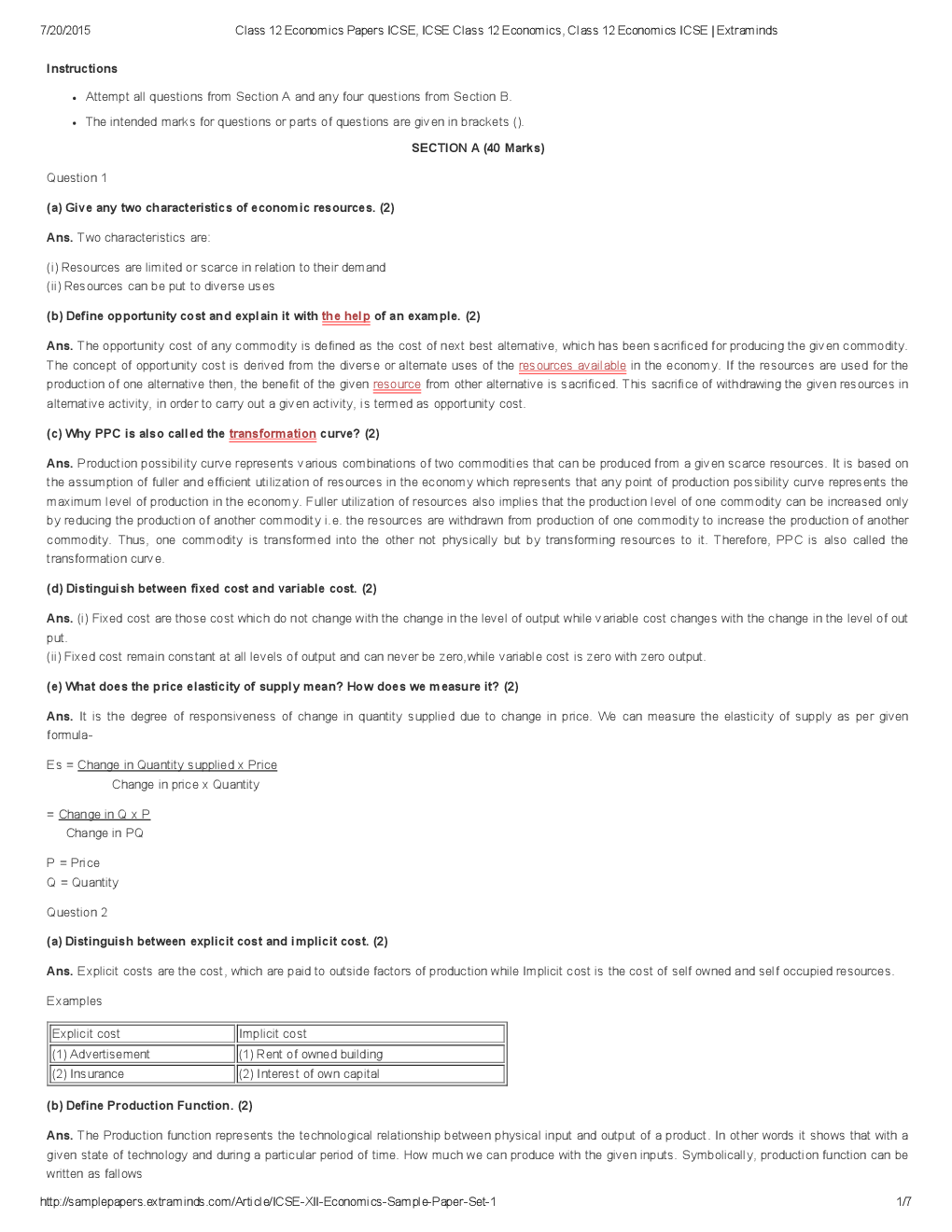 ISC Sample Question Papers For Class 12 Economics - Page 2