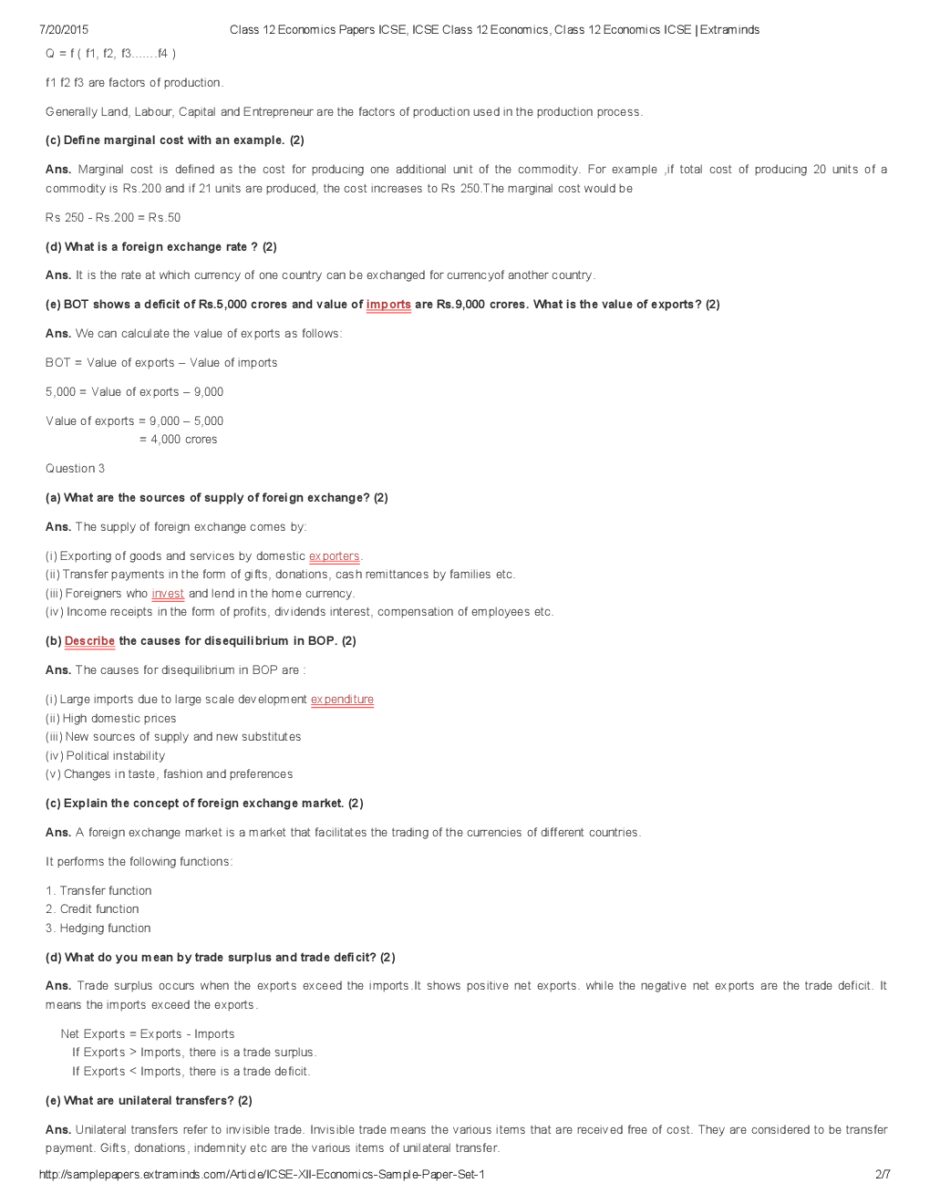 ISC Sample Question Papers For Class 12 Economics - Page 3