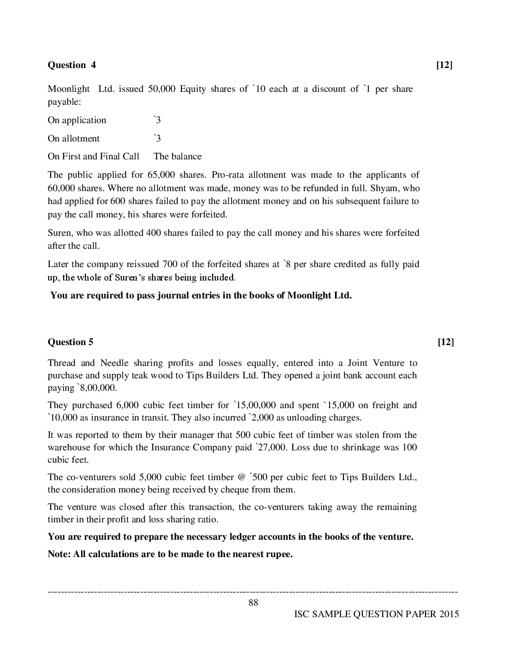 ISC Sample Question Papers For Class 12 Accounts - Page 5