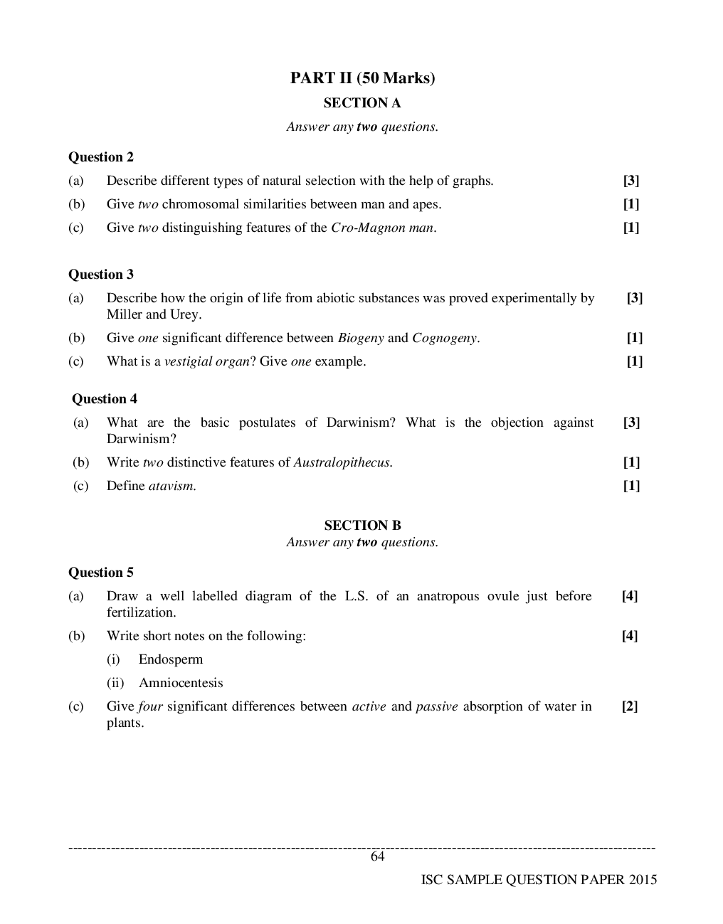 ISC Sample Question Papers For Class 12 Biology - Page 4