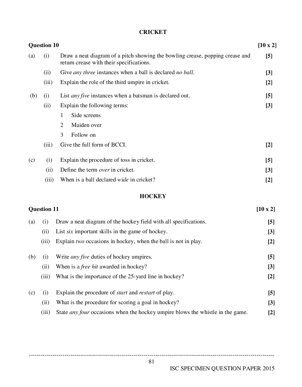 ISC Sample Question Papers For Class 12 Physical Education - Page 4