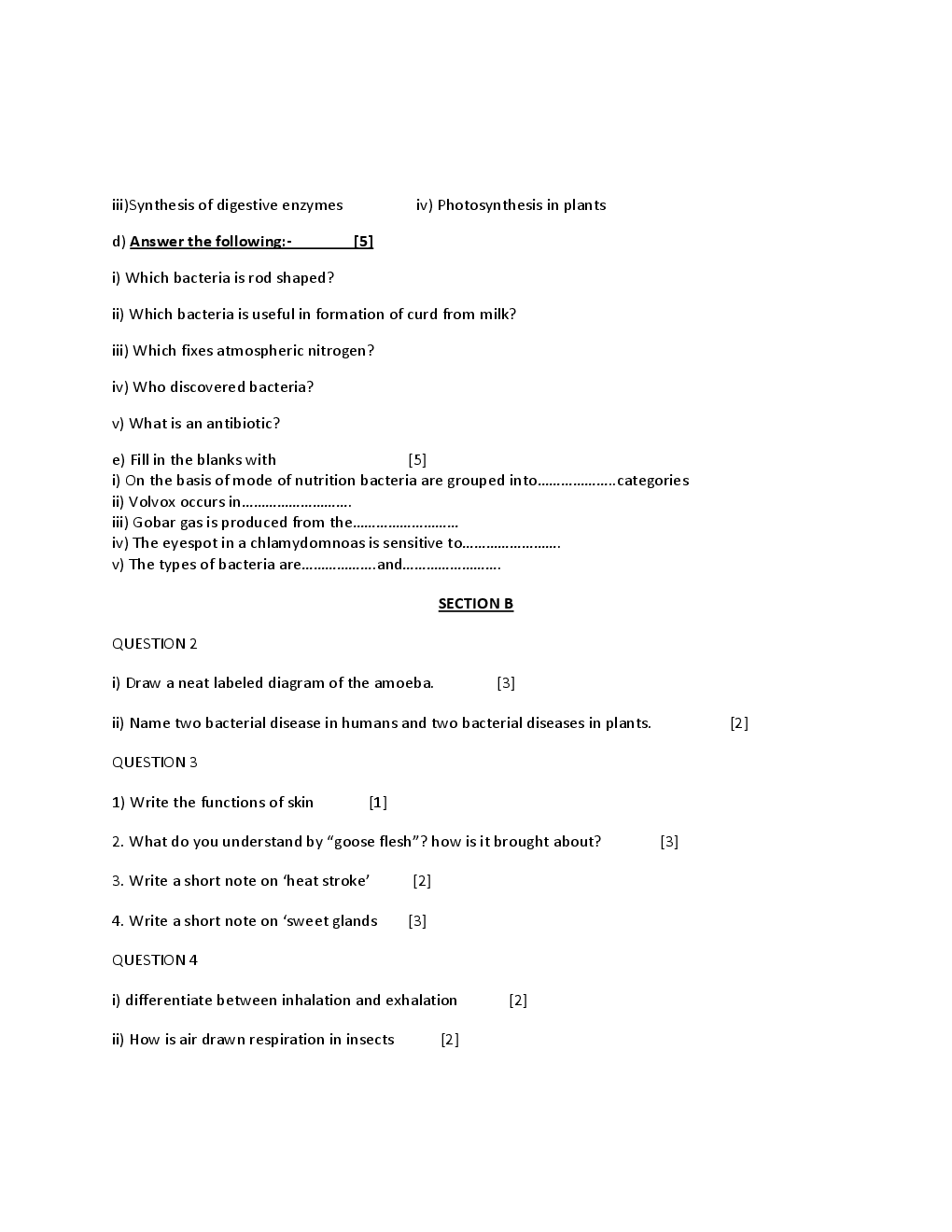 ICSE Question Papers For Class 9 Biology - Page 3