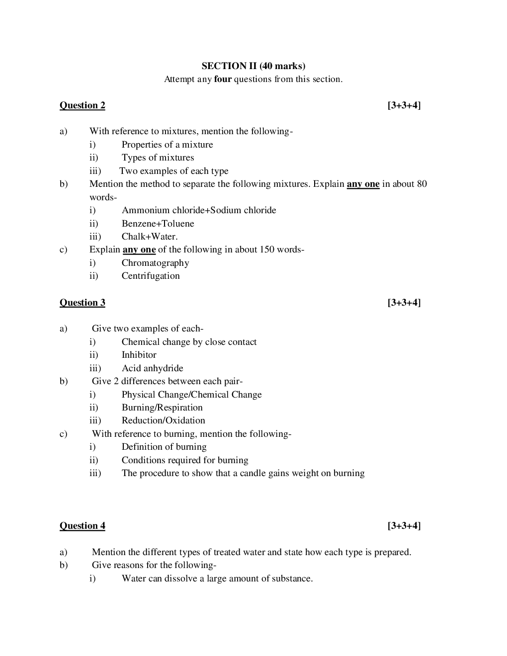 ICSE Question Papers For Class 9 Chemistry - Page 5