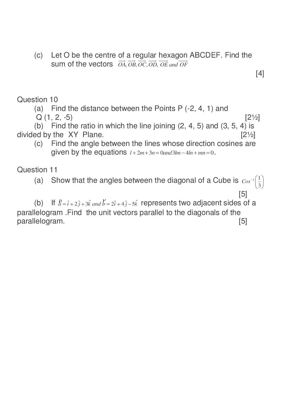 ISC  Question Papers For Class 11 Mathematics - Page 5