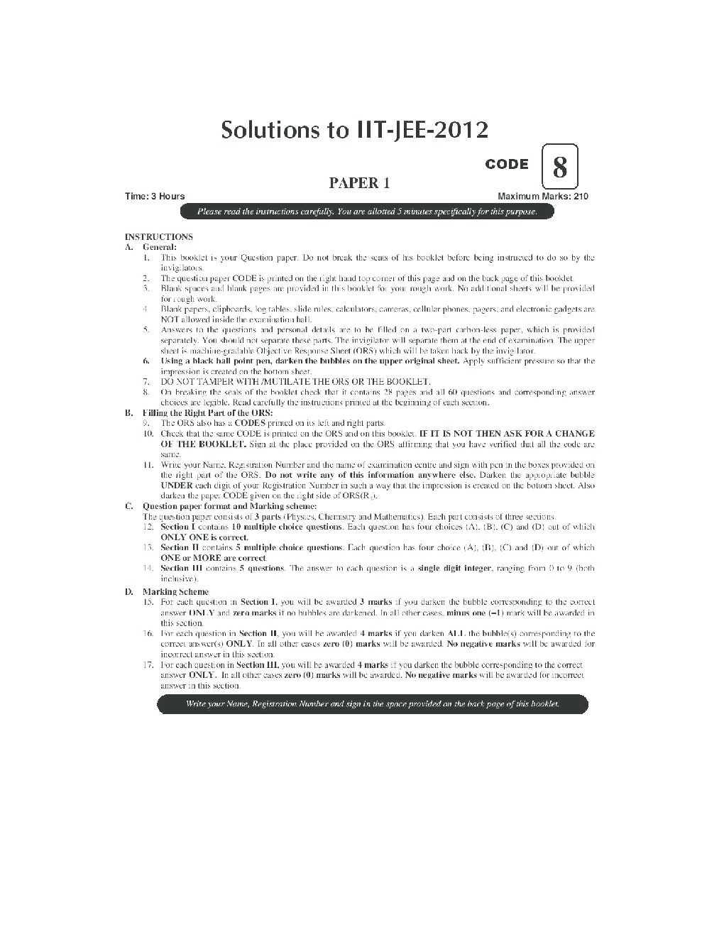 IIT JEE QUESTION PAPERS PAPER 1 WITH SOLUTIONS 2012 - Page 2