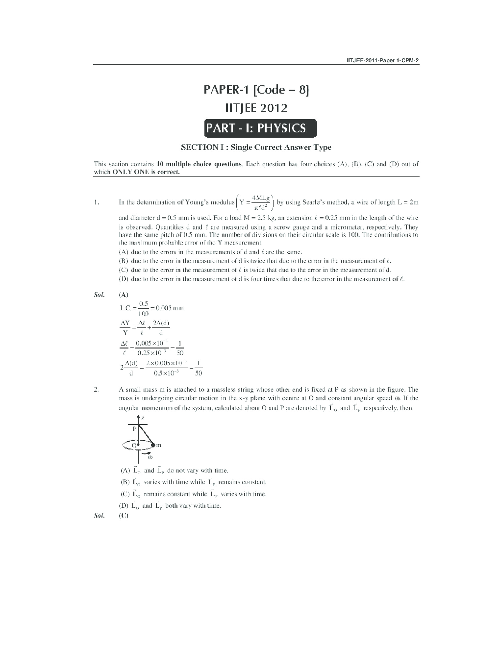 IIT JEE QUESTION PAPERS PAPER 1 WITH SOLUTIONS 2012 - Page 3