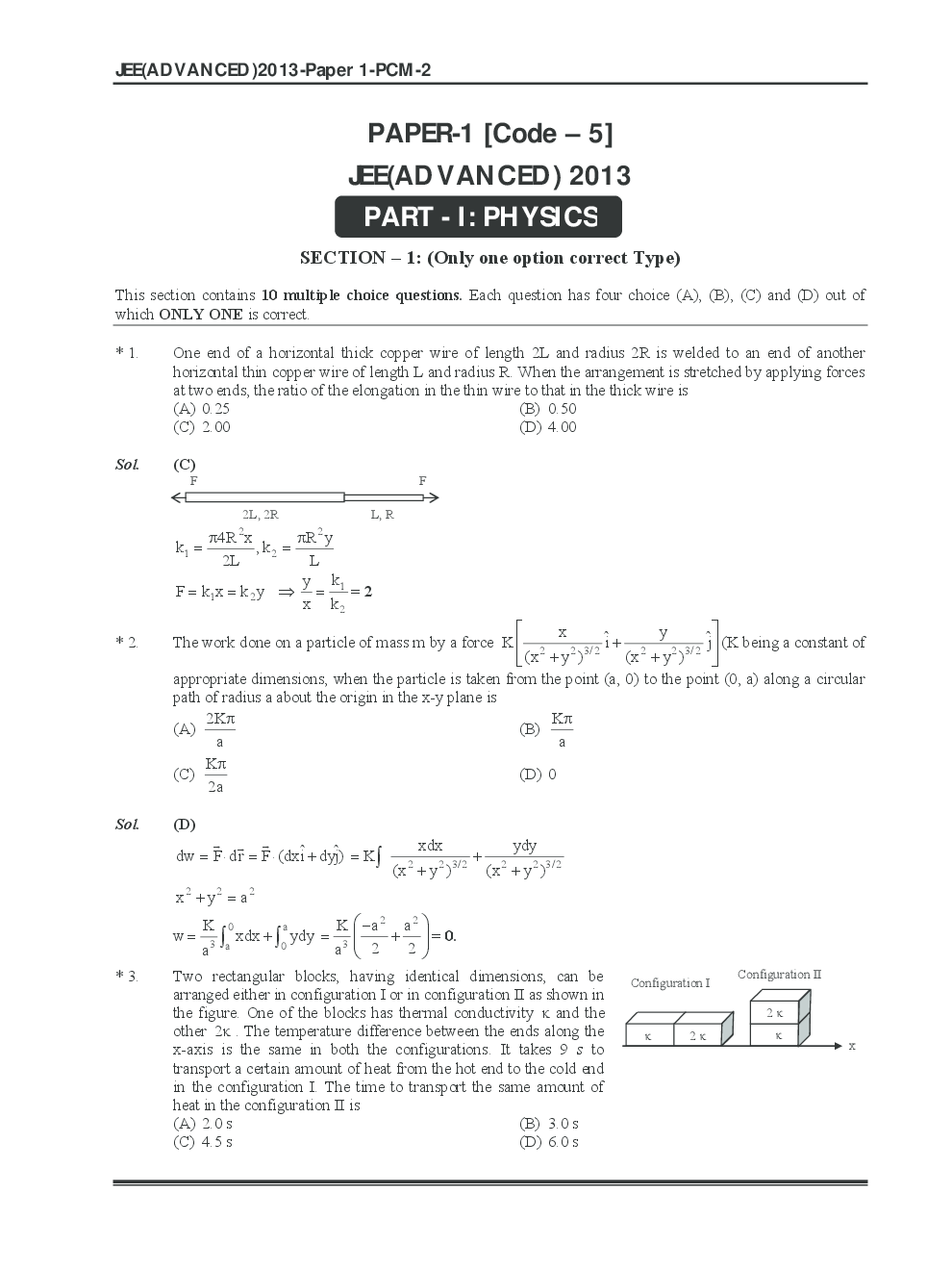 IIT JEE QUESTION PAPERS PAPER 1 WITH SOLUTIONS 2013 - Page 3
