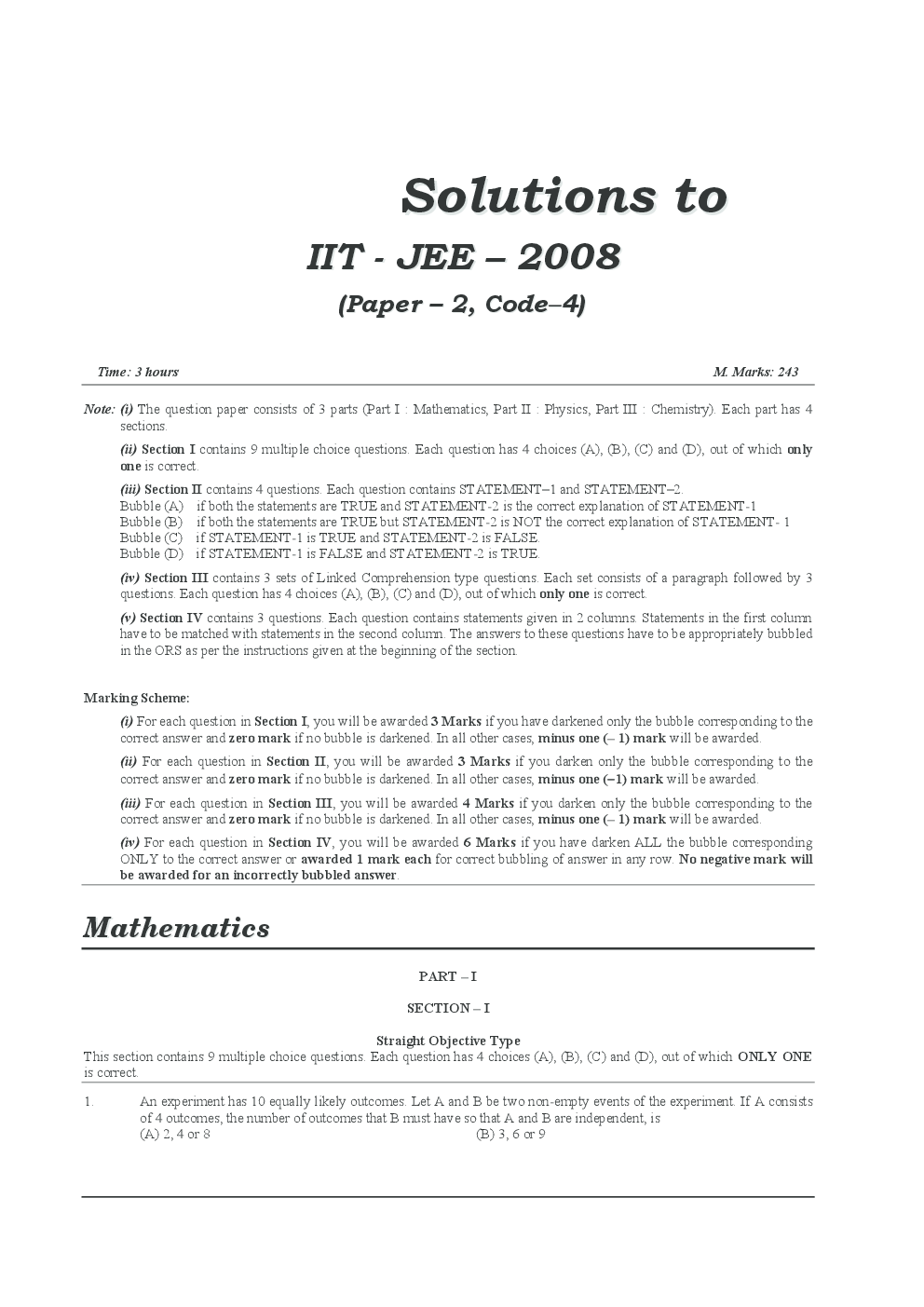 IIT JEE QUESTION PAPERS PAPER 2 WITH SOLUTIONS 2008 - Page 2