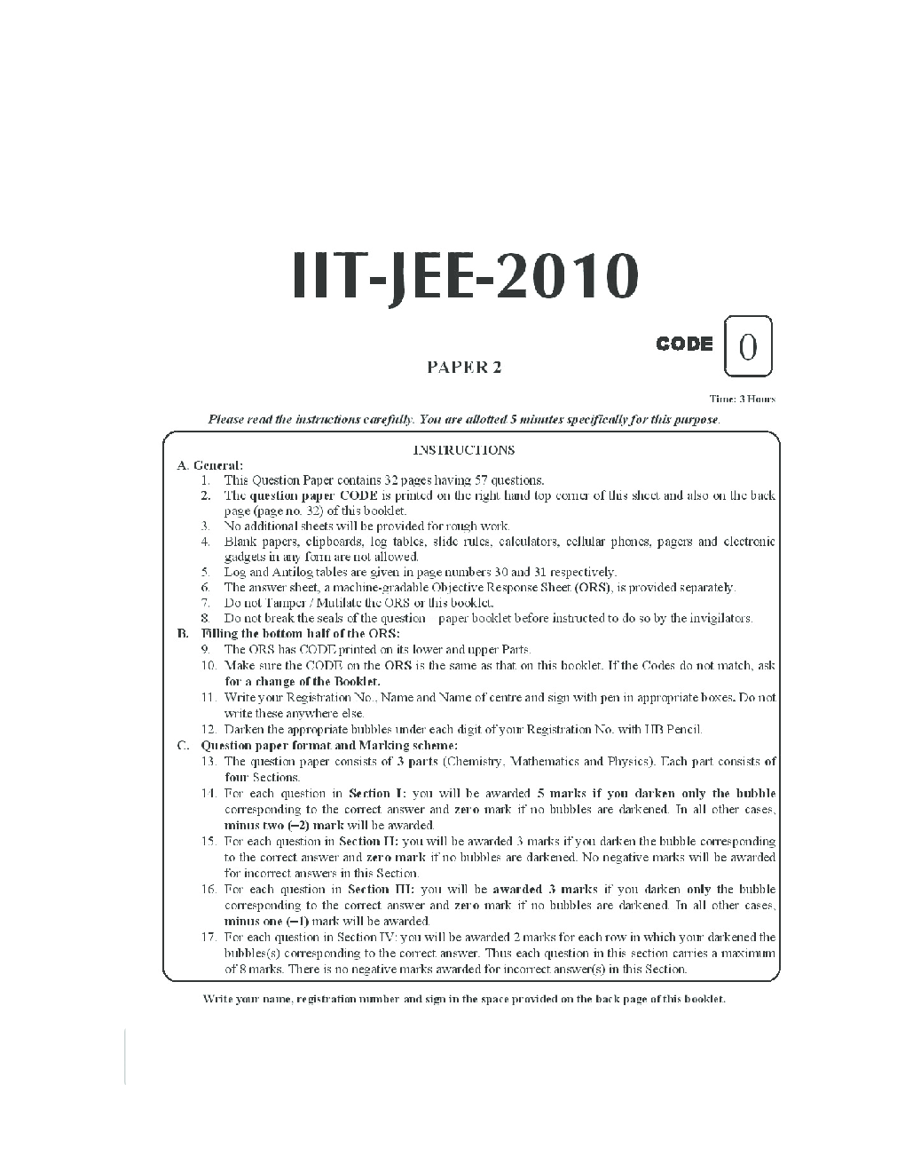IIT JEE QUESTION PAPERS PAPER 2 WITH SOLUTIONS 2010 - Page 2