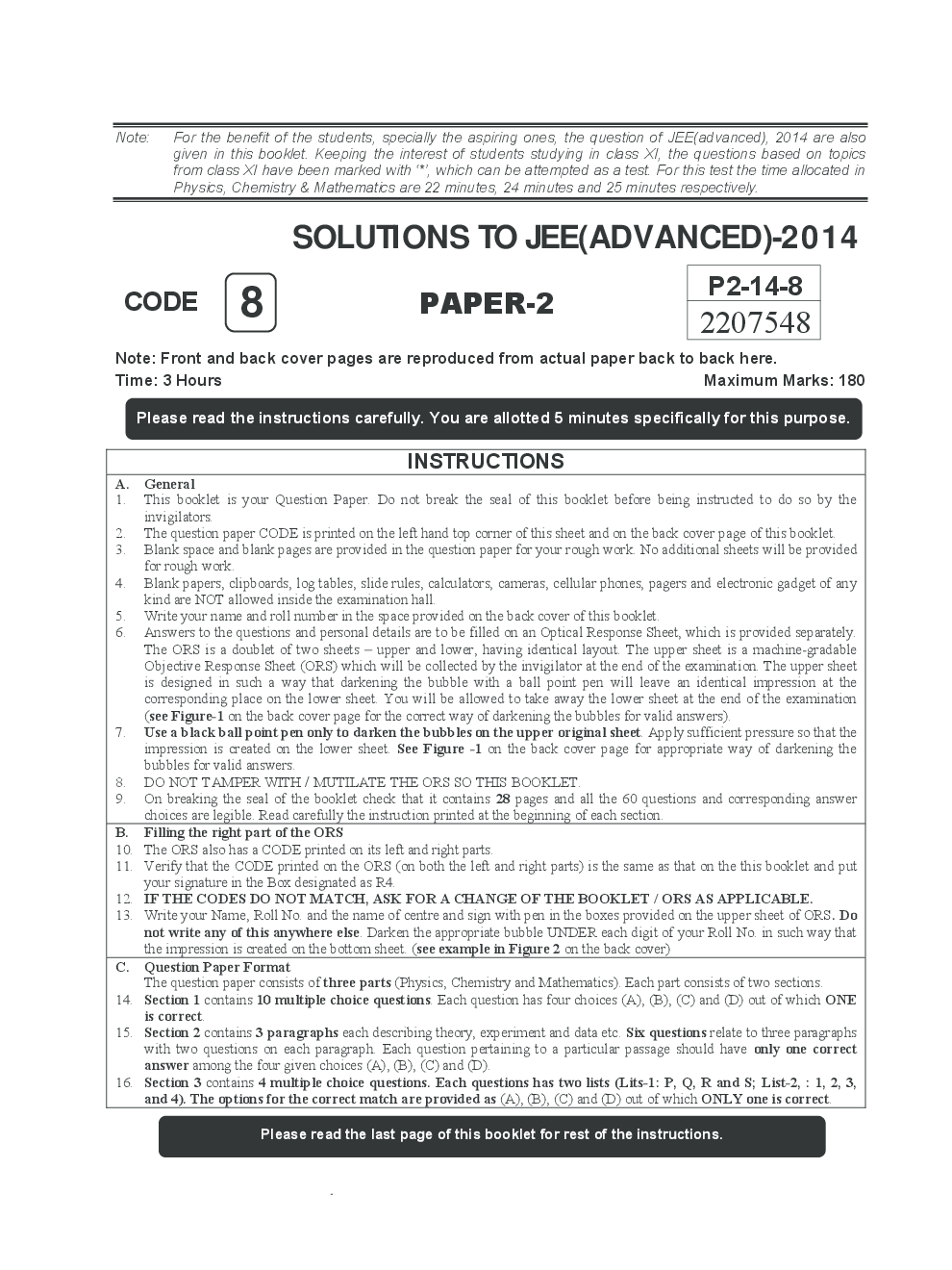 IIT JEE QUESTION PAPERS PAPER 2 WITH SOLUTIONS 2014 - Page 2