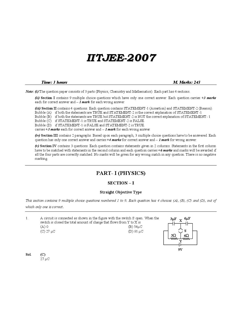 IIT JEE SOLVED QUESTION PAPERS PAPER 1 WITH  2007 - Page 2