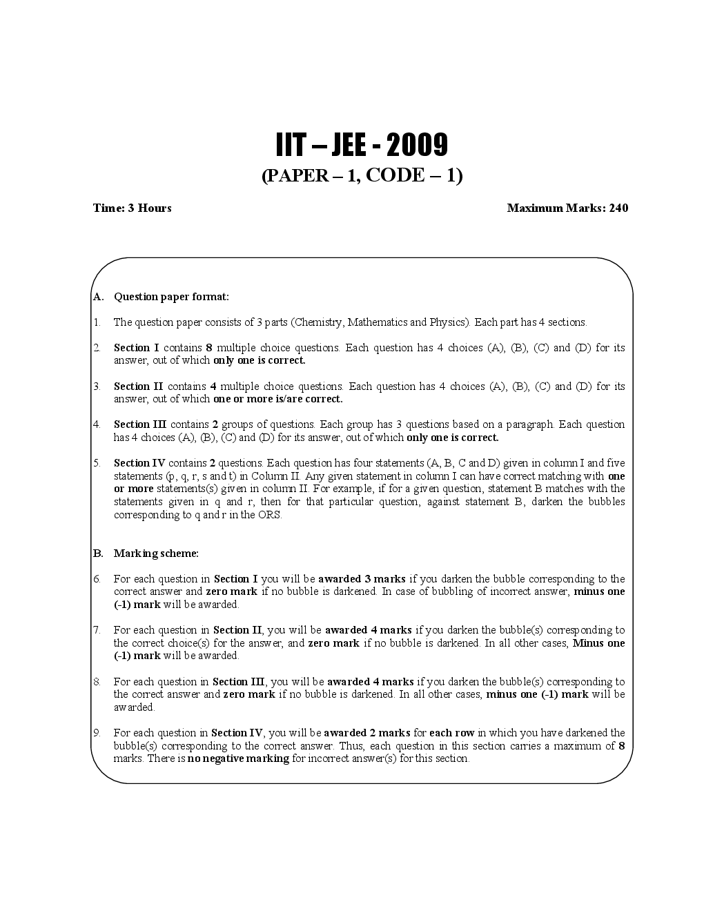 IIT JEE SOLVED QUESTION PAPERS PAPER 1 2009 - Page 2