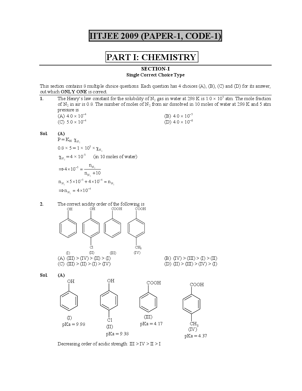 IIT JEE SOLVED QUESTION PAPERS PAPER 1 2009 - Page 3