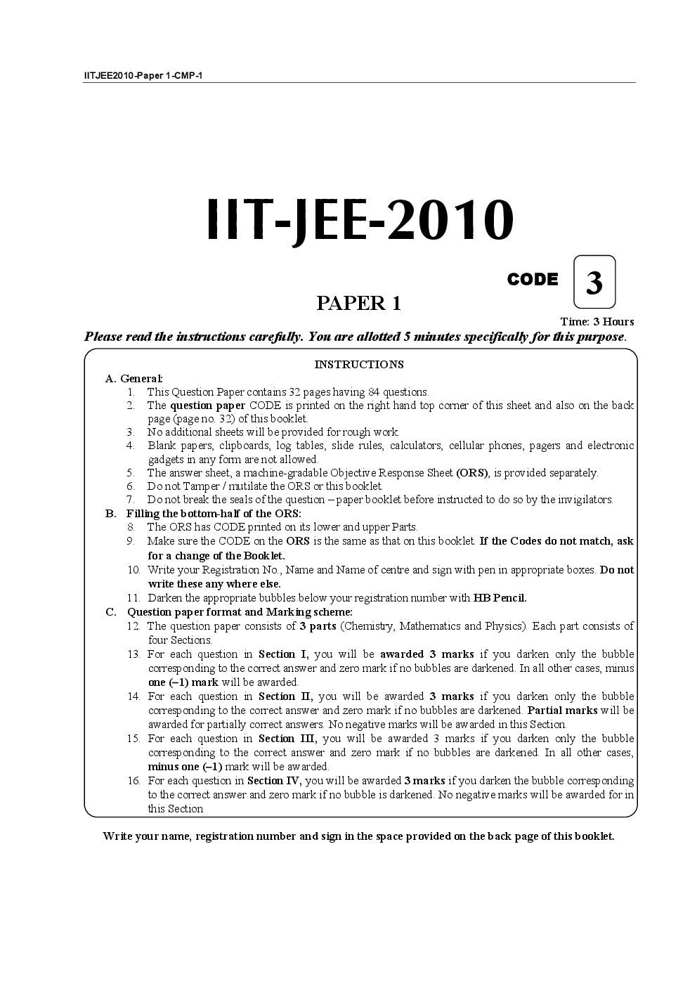 IIT JEE SOLVED QUESTION PAPERS PAPER 1 2010 - Page 2