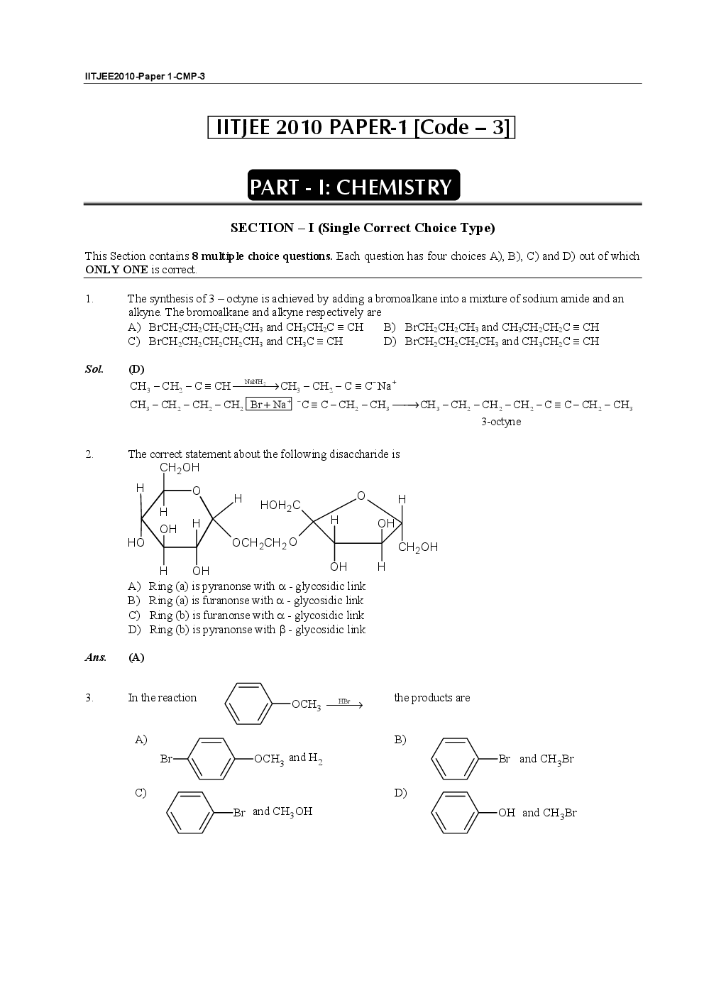 IIT JEE SOLVED QUESTION PAPERS PAPER 1 2010 - Page 3