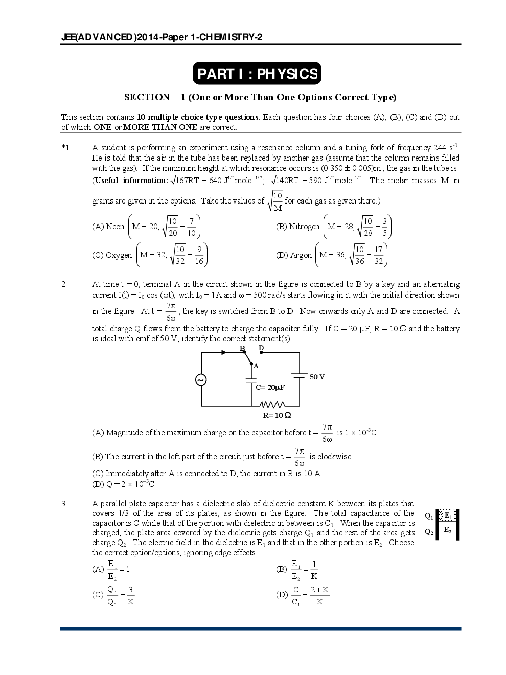 IIT JEE SOLVED QUESTION PAPERS PAPER 1 2014 - Page 3