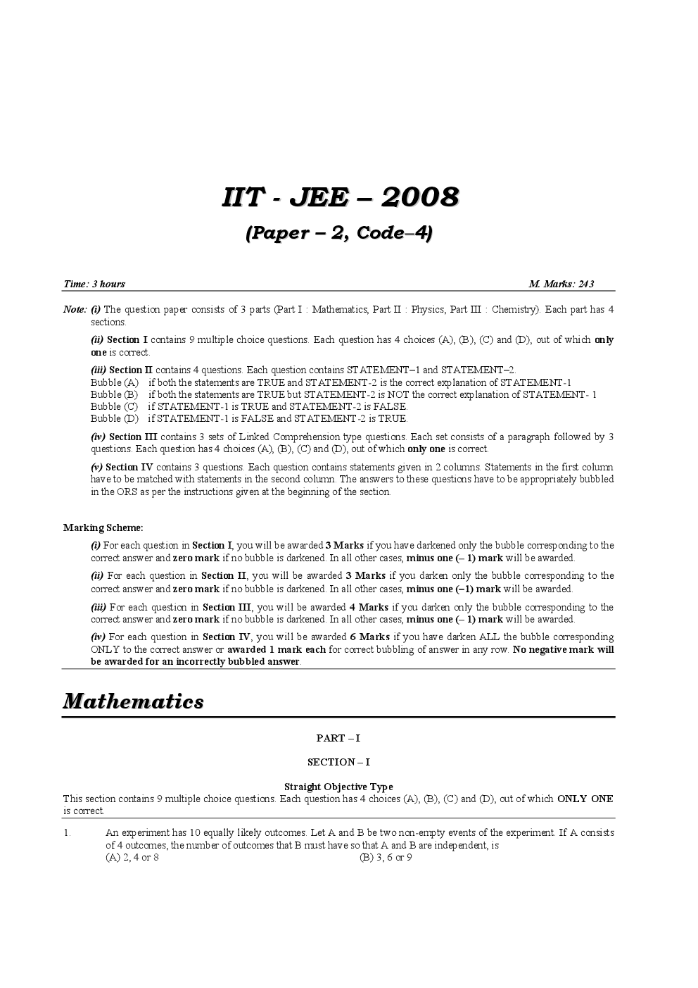 IIT JEE SOLVED QUESTION PAPERS PAPER 2 2008 - Page 2