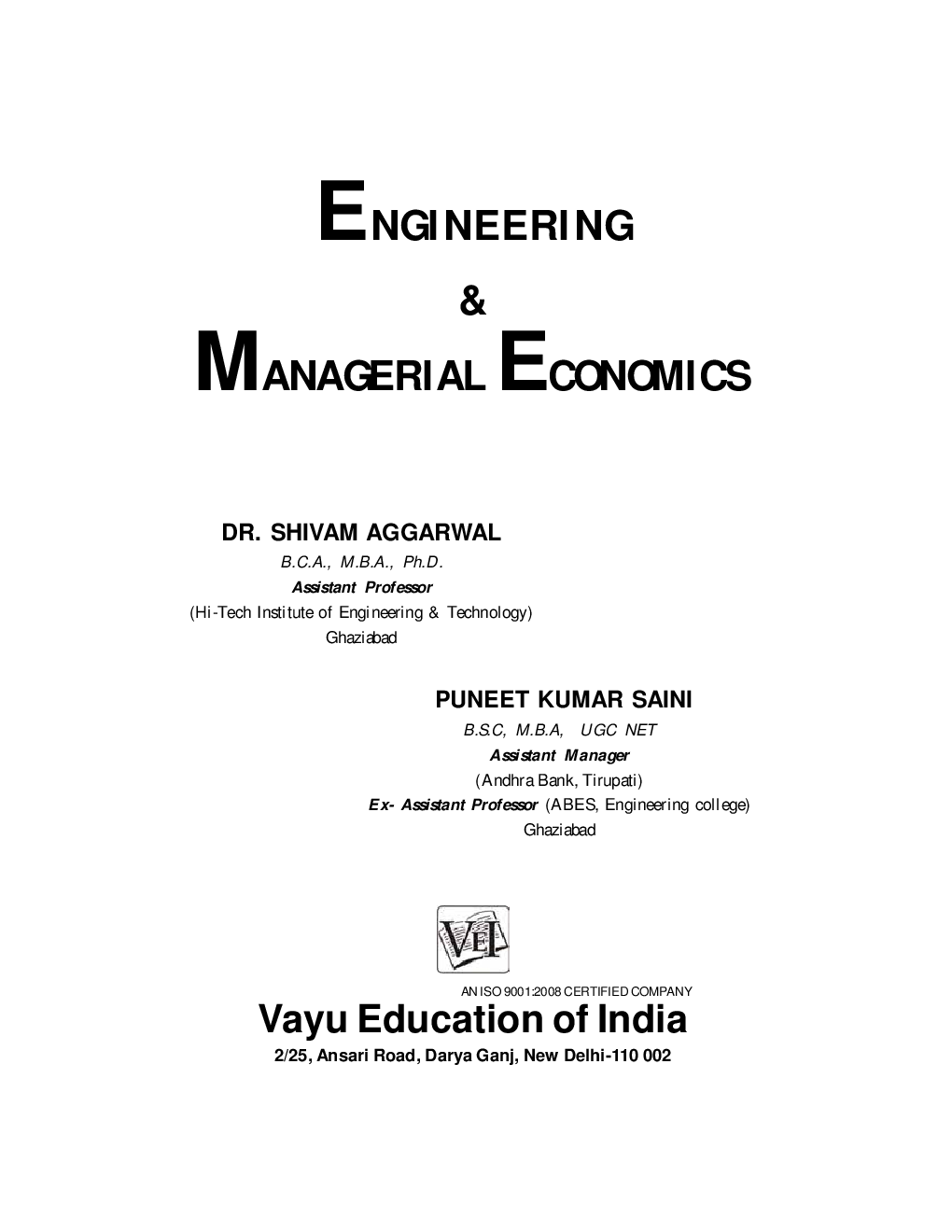 Engineering and Managerial Economics - Page 1