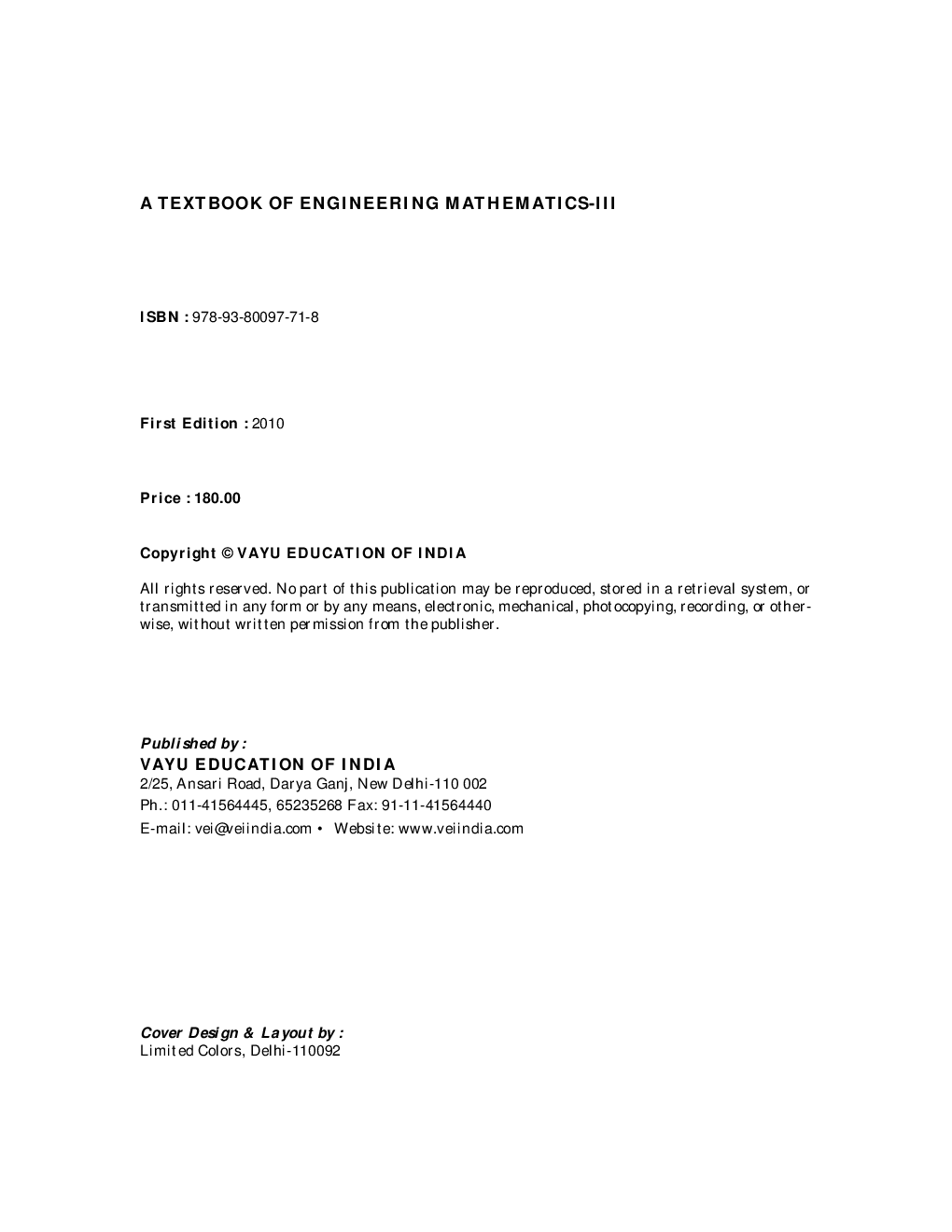 Engineering Mathematics-III By A.K. Singh, C.M. Tripathi, Rakesh Mohan - Page 2