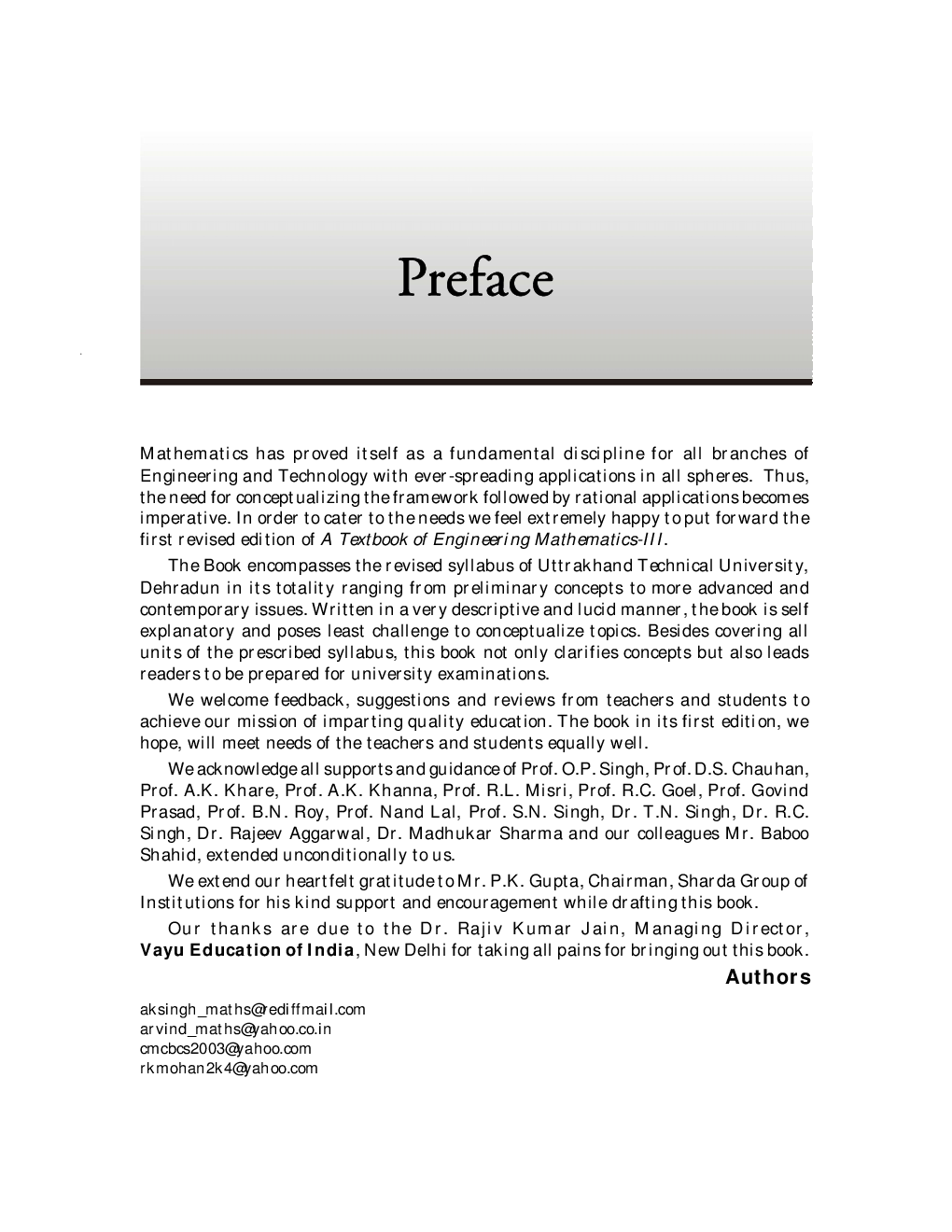 Engineering Mathematics-III By A.K. Singh, C.M. Tripathi, Rakesh Mohan - Page 3