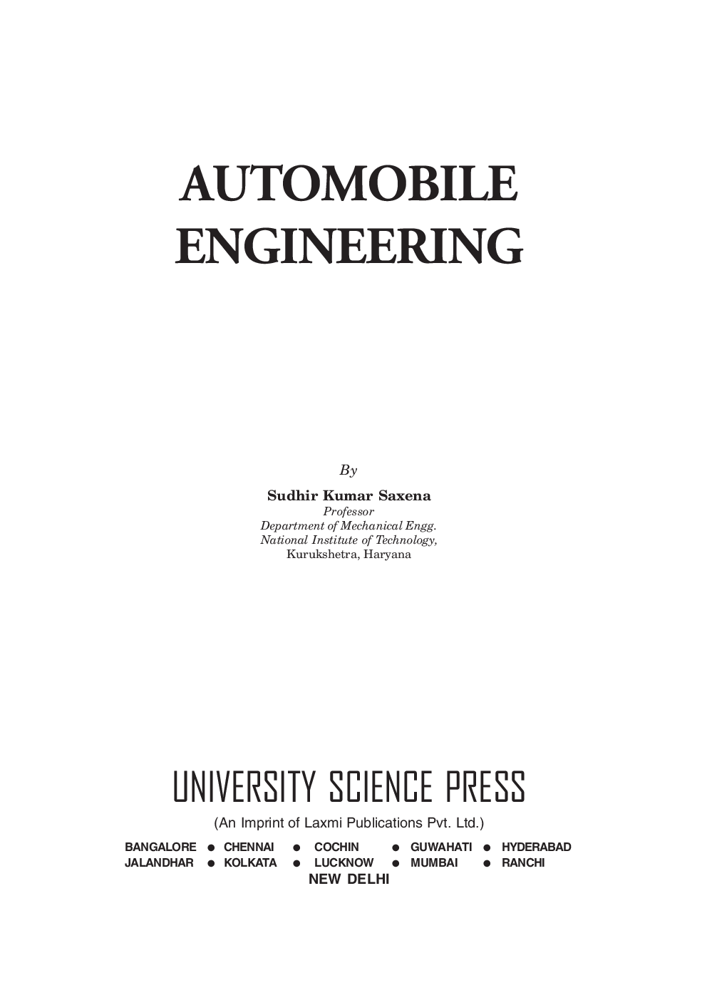 Automobile Engineering By S.K.Saxena - Page 2