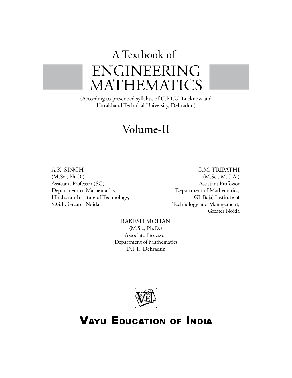A Textbook of Engineering Mathematics-II - Page 1
