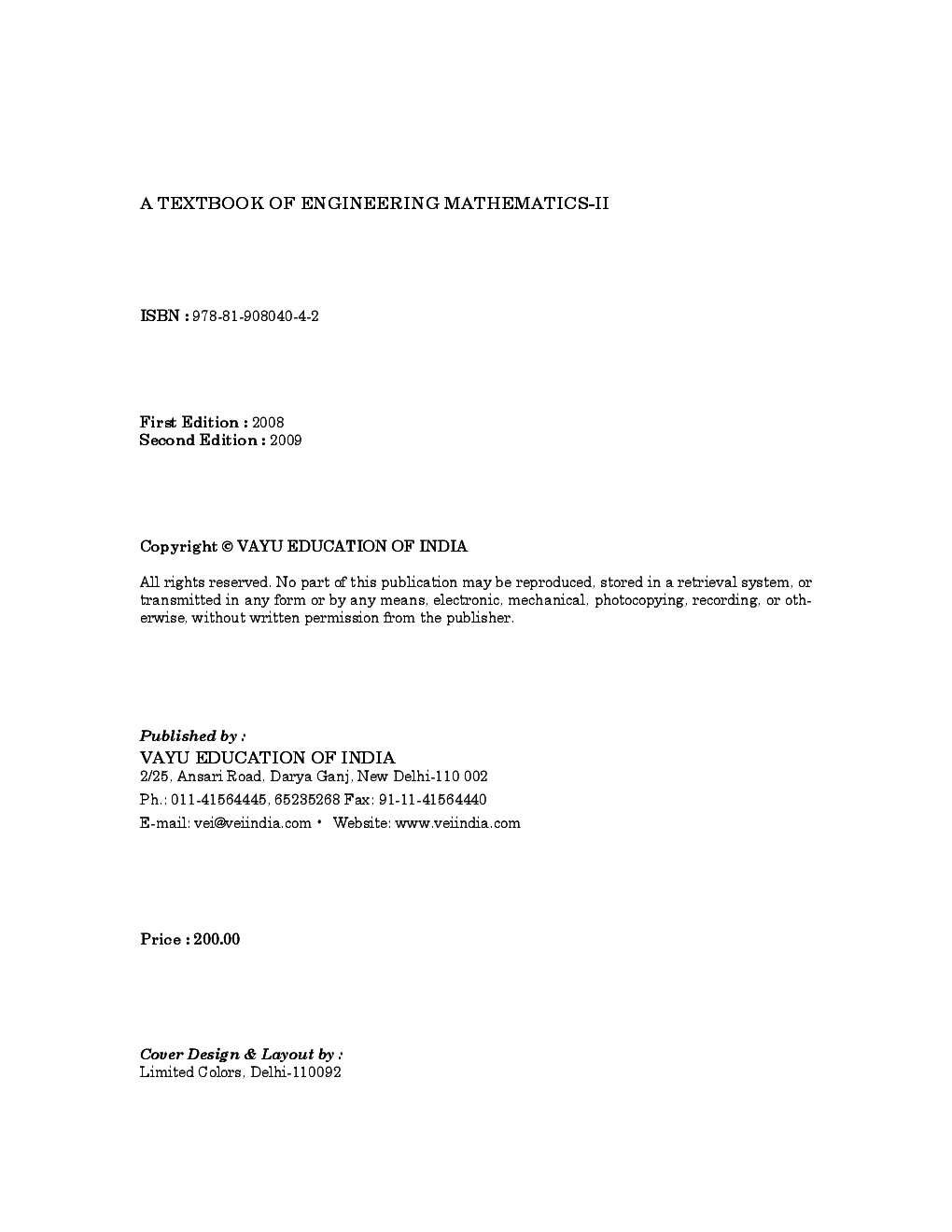 A Textbook of Engineering Mathematics-II - Page 2