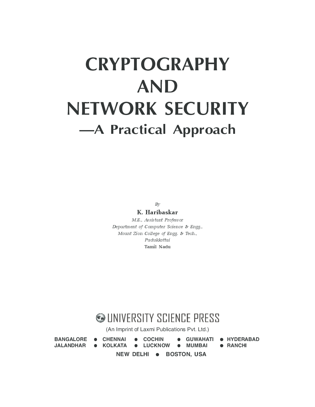 Cryptography and Network Security - A Practical Approach By K.Haribaskar - Page 1