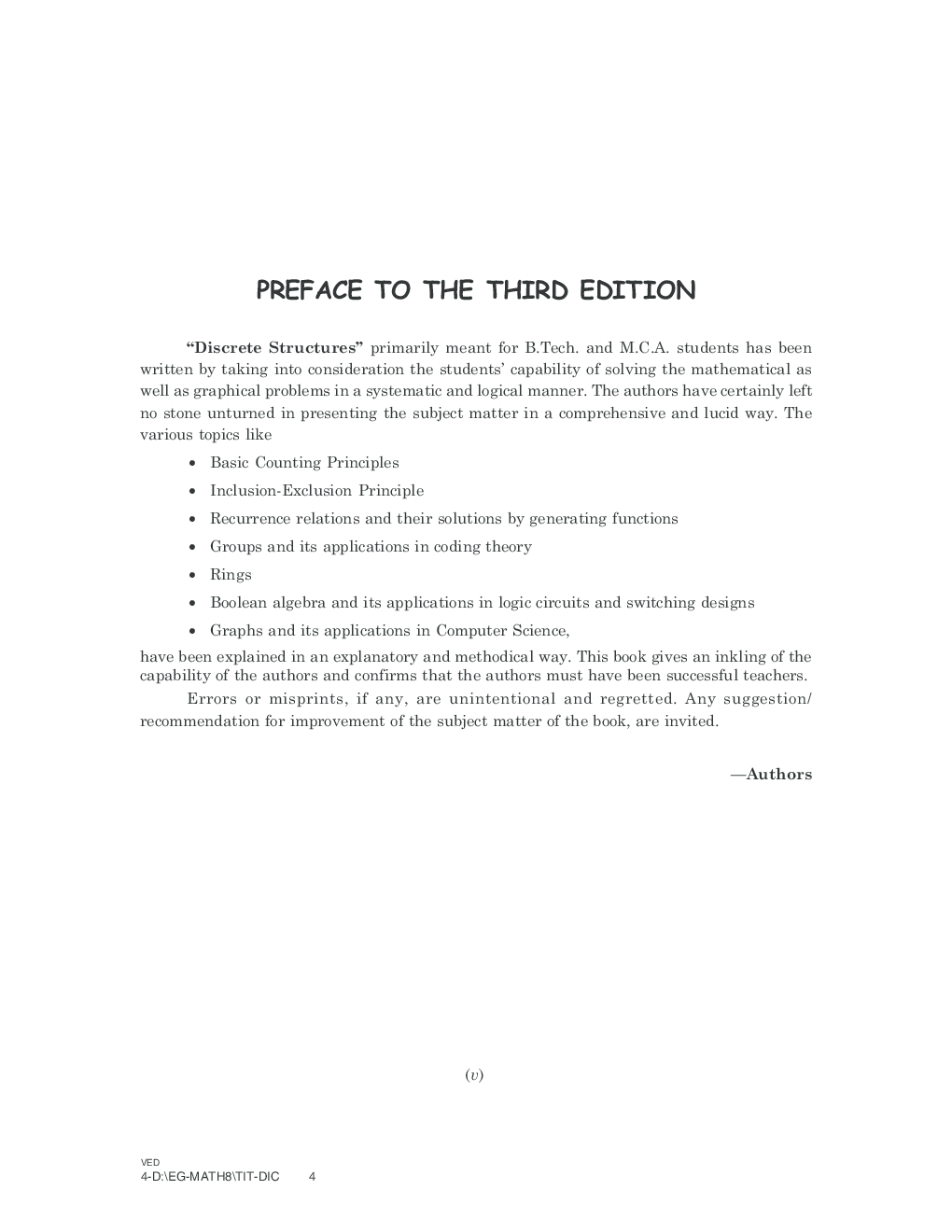 Discrete Structures By Dr. Satinder Balgupta, Dr. C.P. Gandhi - Page 4
