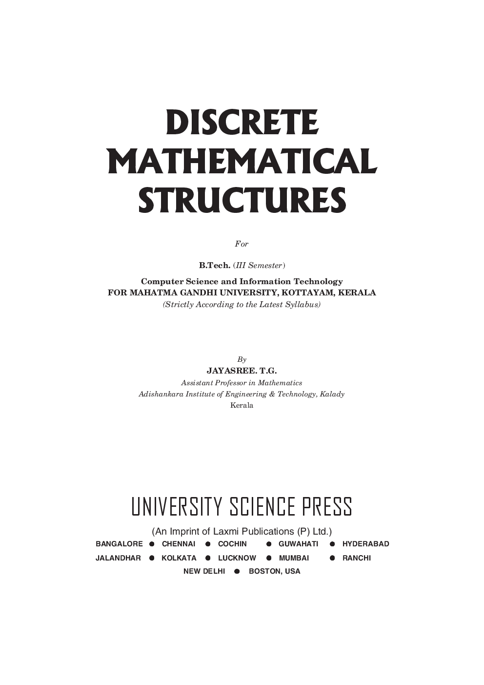 Discrete Mathematical Structures, Sem-III (MGU), Kerala CS & IT By Jayasree T. G. - Page 2