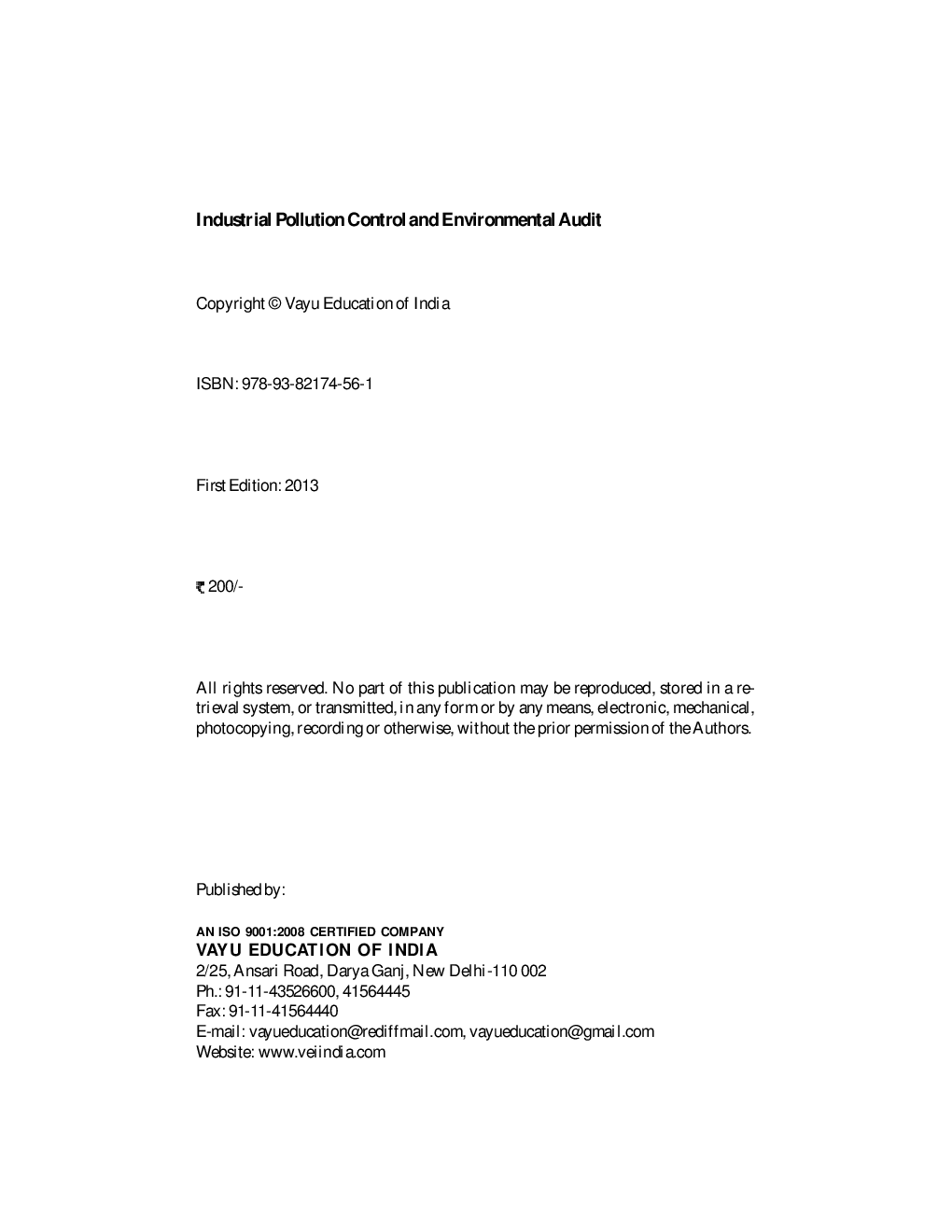 Industrial Pollution Control and Environmental Audit By Sanjay Gupta - Page 2