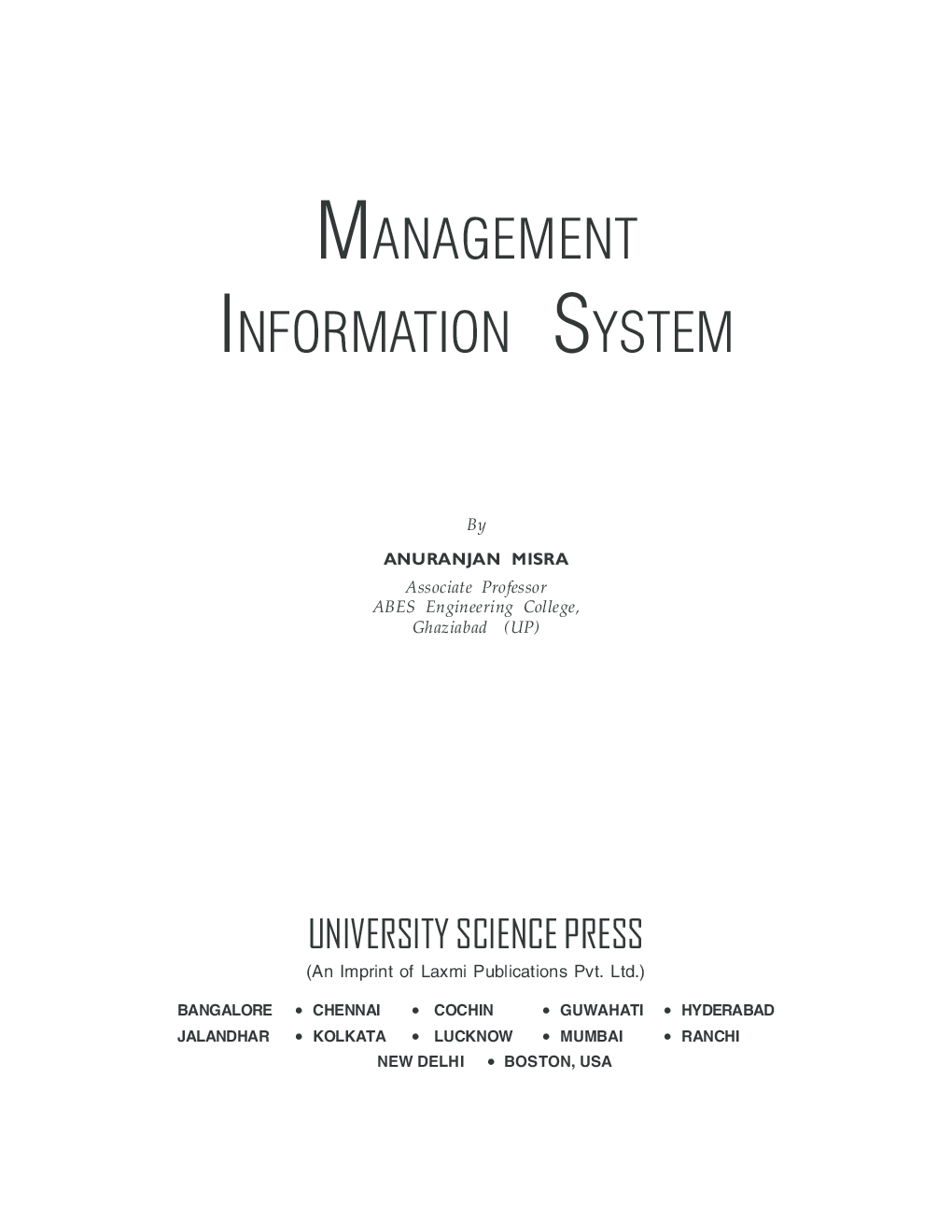 Management Information System By Anuranjan Misra - Page 1