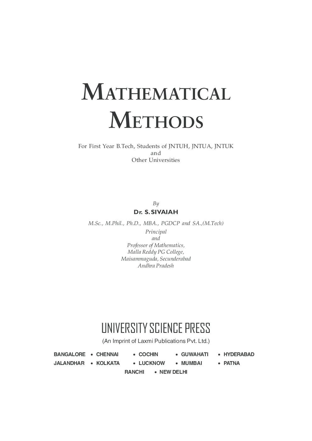 Mathematical Methods By Dr. S. Sivaiah - Page 2