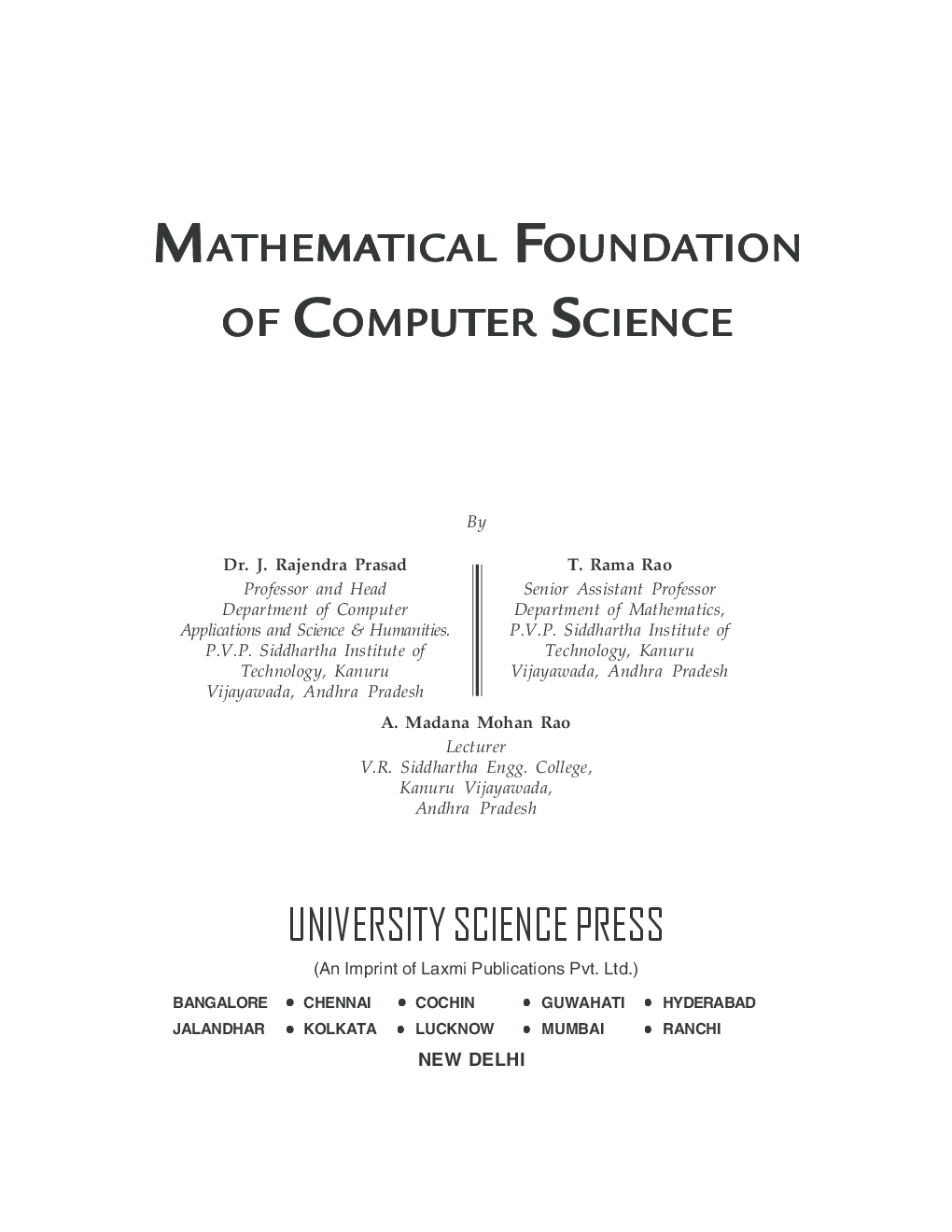 Mathematical Foundation Of Computer Science By Dr. J. Rajendra Prasad, T. Rama Rao, A. Madana Mohan Rao - Page 2