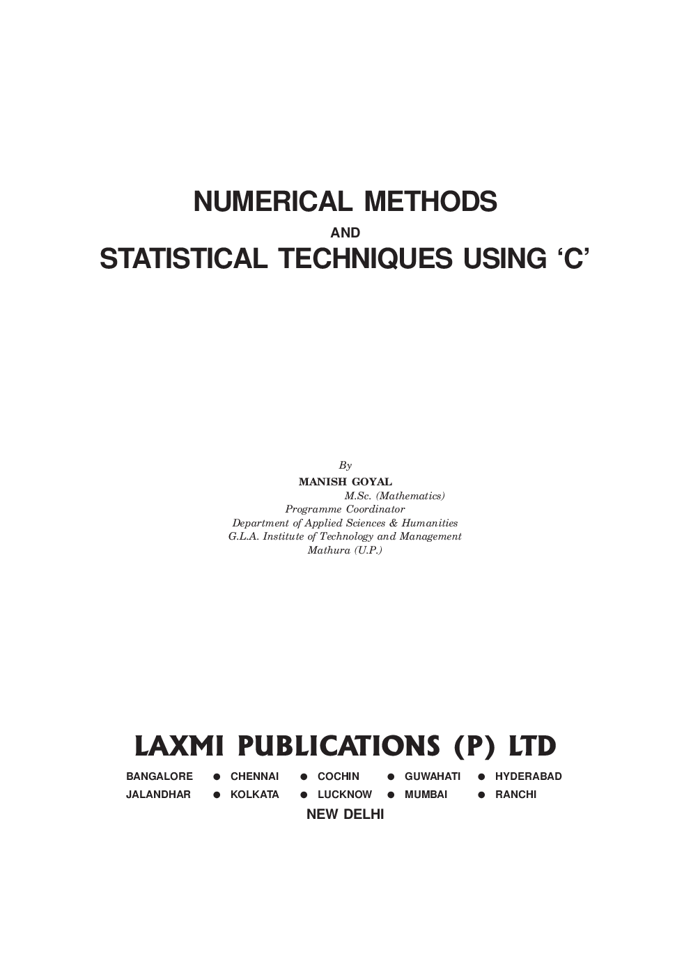 Numerical Methods And Statistical Techniques Using C By Manish Goyal - Page 2
