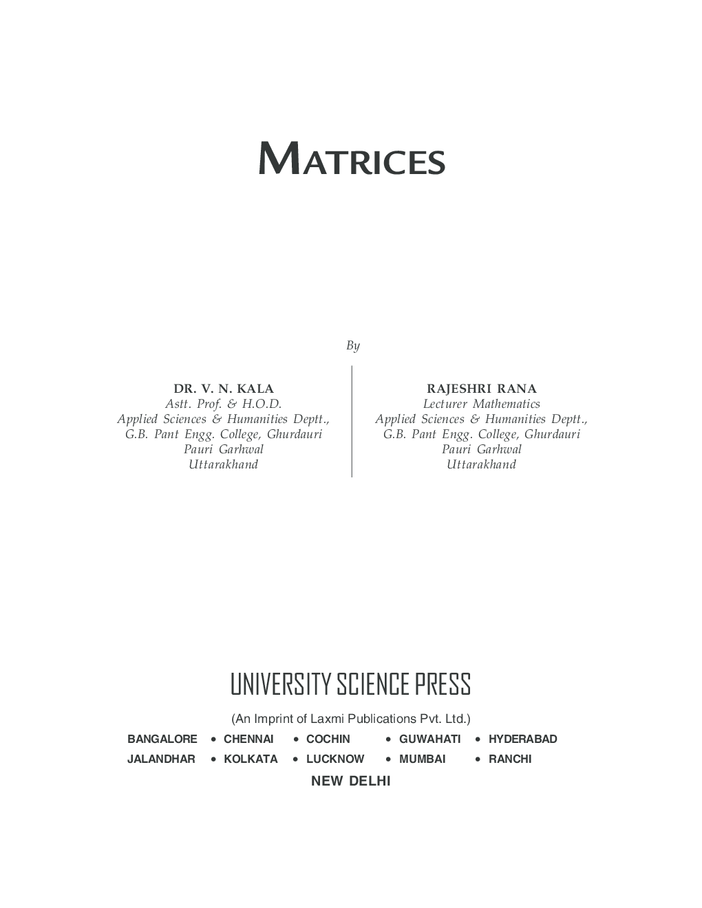 Matrices By Dr. V. N. Kala, Rajeshri Rana - Page 3