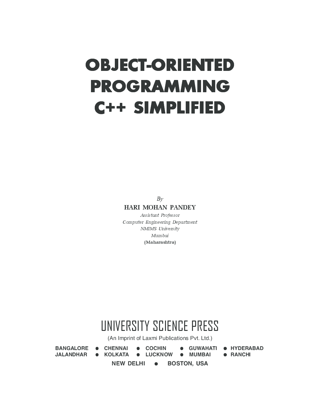 Download Laxmi Object Oriented Programming C++ Simplified PDF Online 2022
