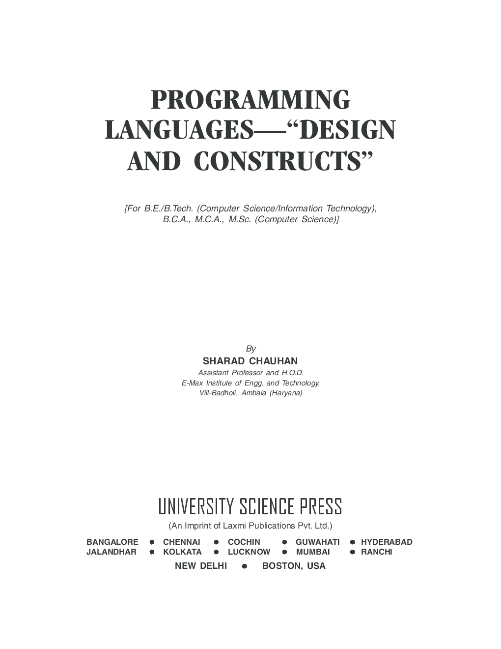Programming Languages - “Design And Constructs” By Sharad Chauhan - Page 2