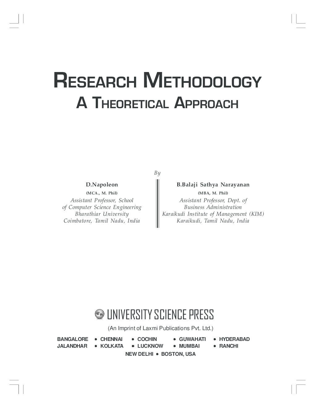 Research Methodology A Theoretical Approach By D.Napolean, B.Balaji Sathya Narayanan - Page 4