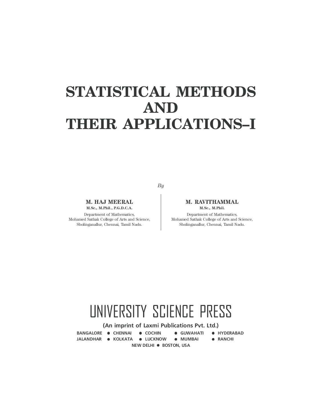 Statistical Methods And Their Applications-I By M. Haj Meeral,M. Haj Meeral - Page 2