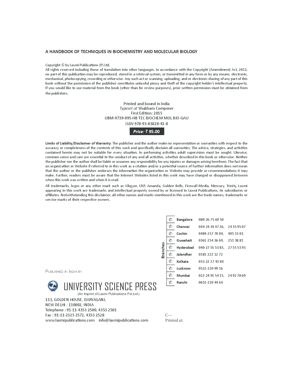 A Handbook Of Techniques In Biochemistry And Molecular Biology By Dr. R.A. Gautam - Page 4