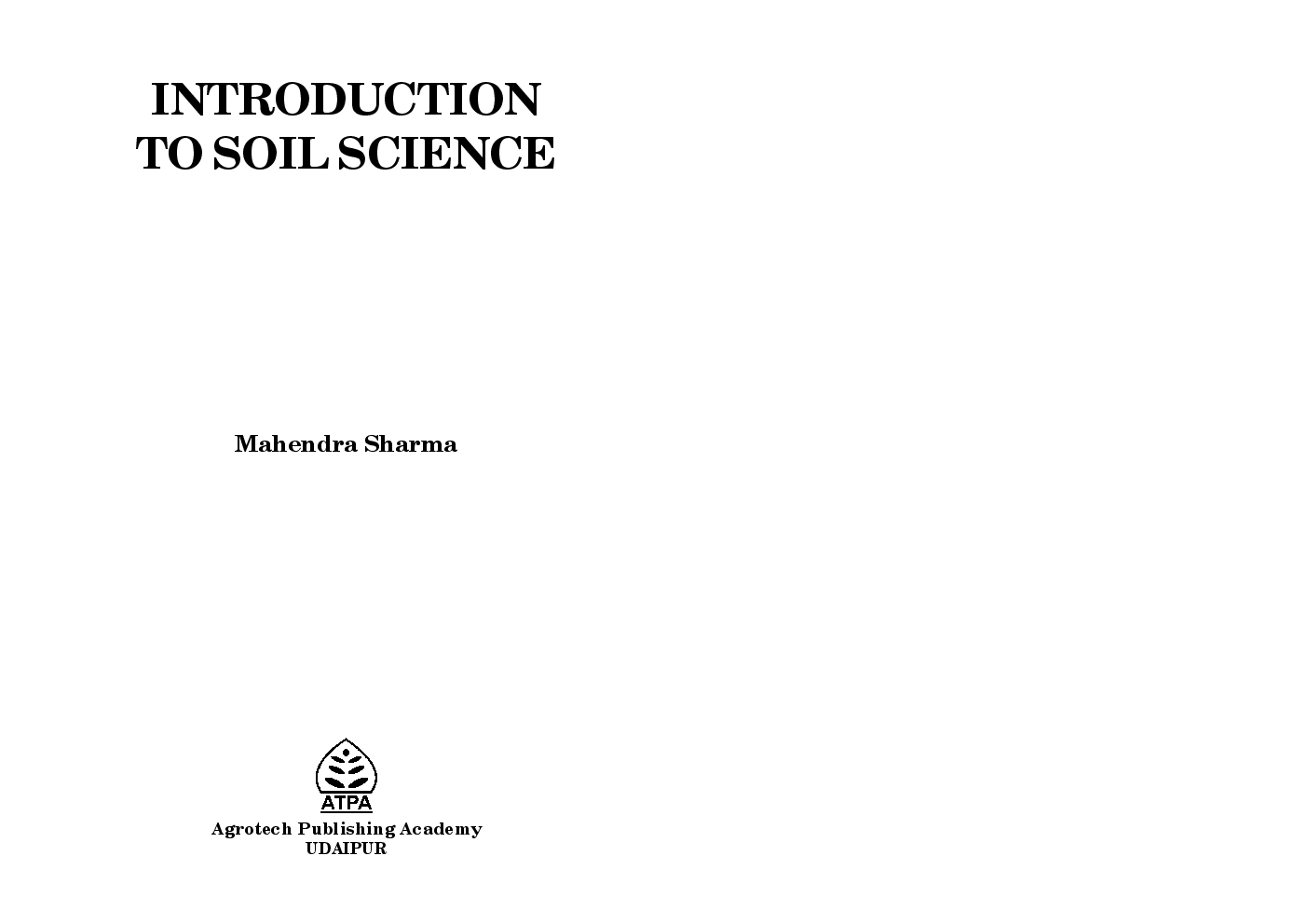 Introduction To Soil Science By Mahendra Sharma - Page 1