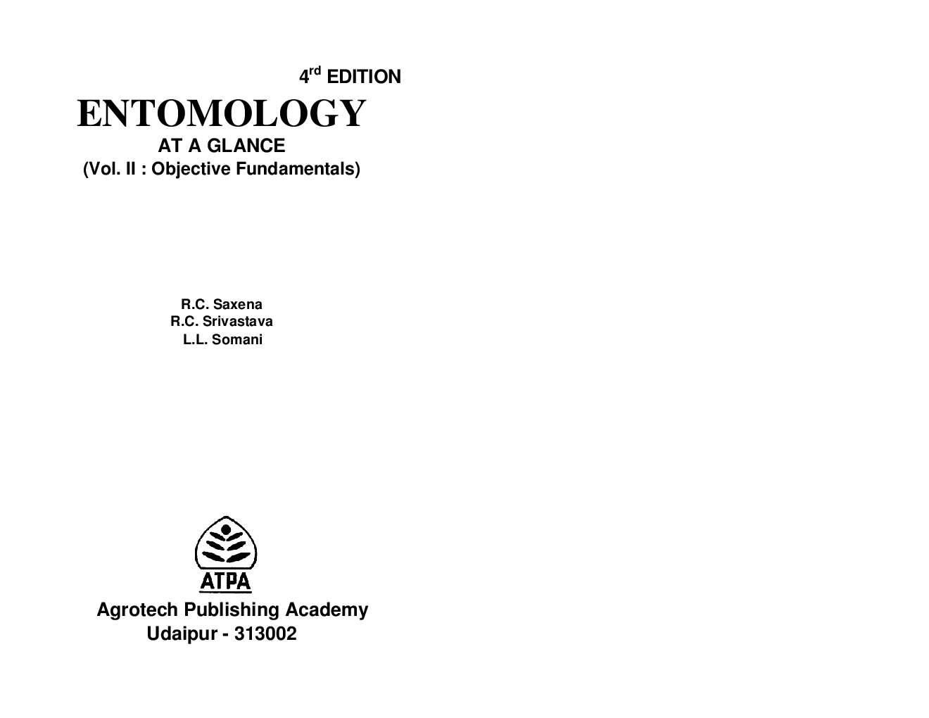 Entomology At A Glance Volume-II By R.C. Saxena R.C. Srivastava L.L. Somani - Page 2