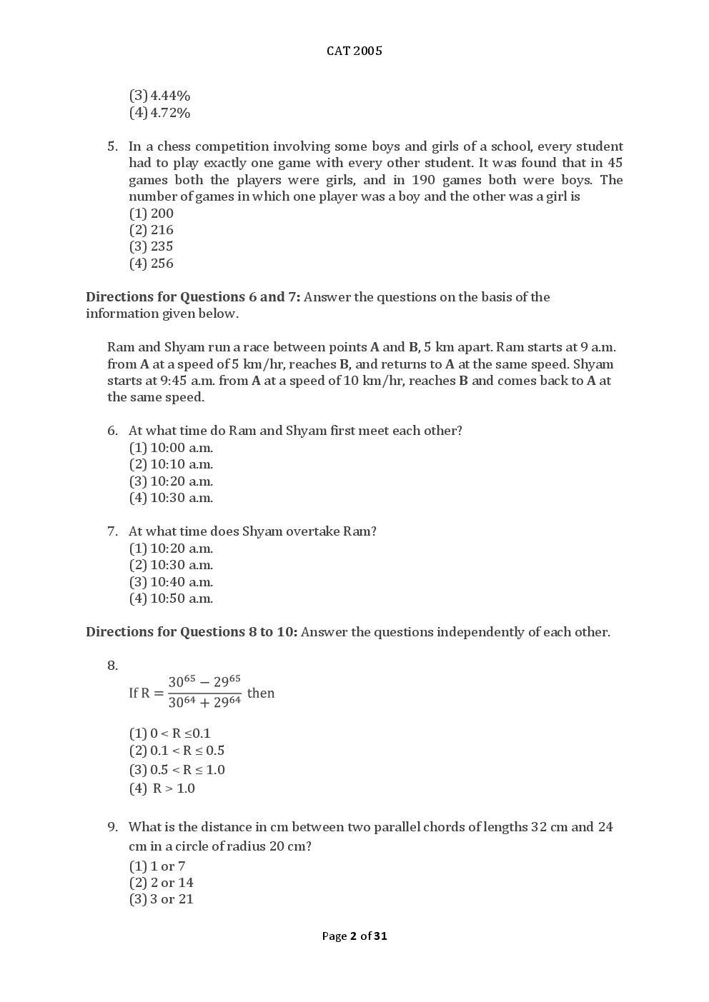 CAT Previous Year Solved Question Papers  2005 - Page 3