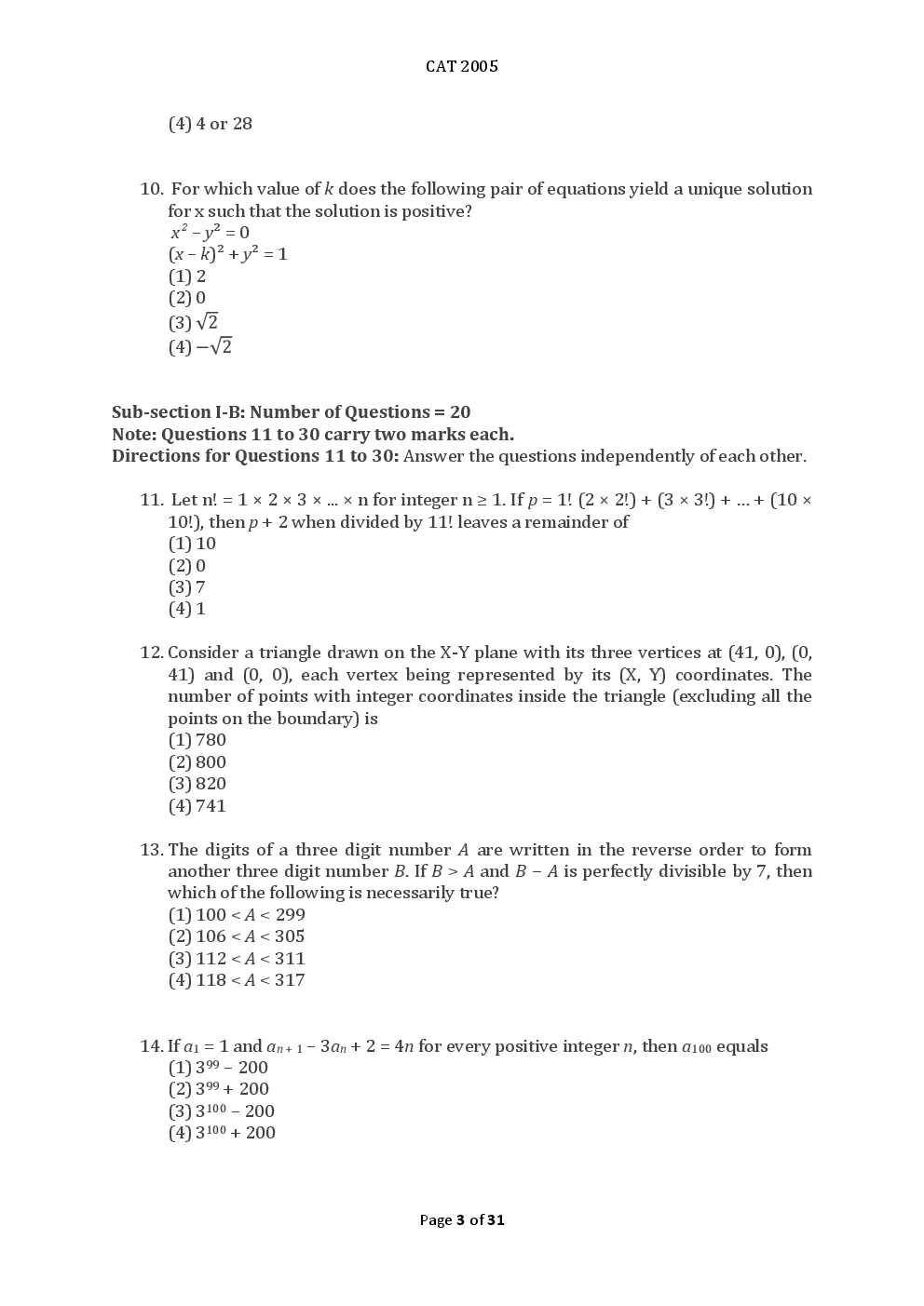 CAT Previous Year Solved Question Papers  2005 - Page 4