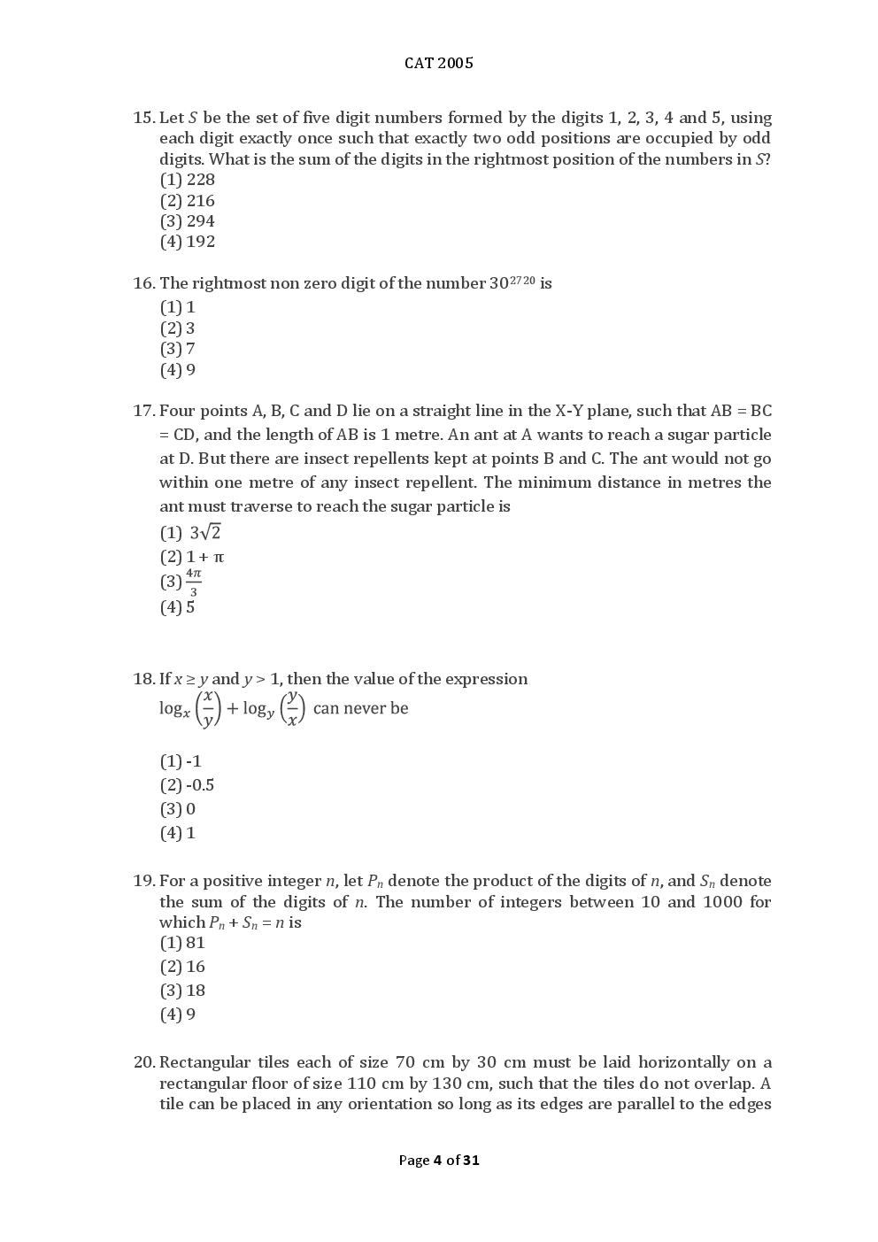 CAT Previous Year Solved Question Papers  2005 - Page 5